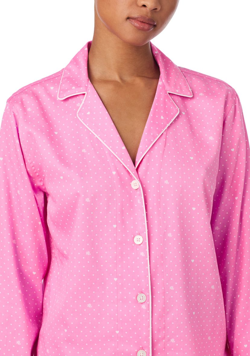 Long Sleeve Notch Collar Boxer Pajama Set