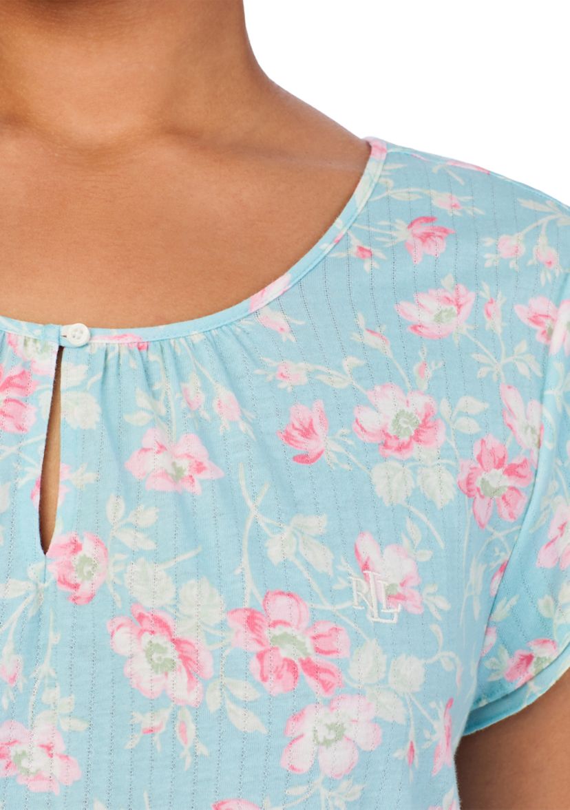 Plus Size Flutter Sleeve Keyhole Neck Short Gown