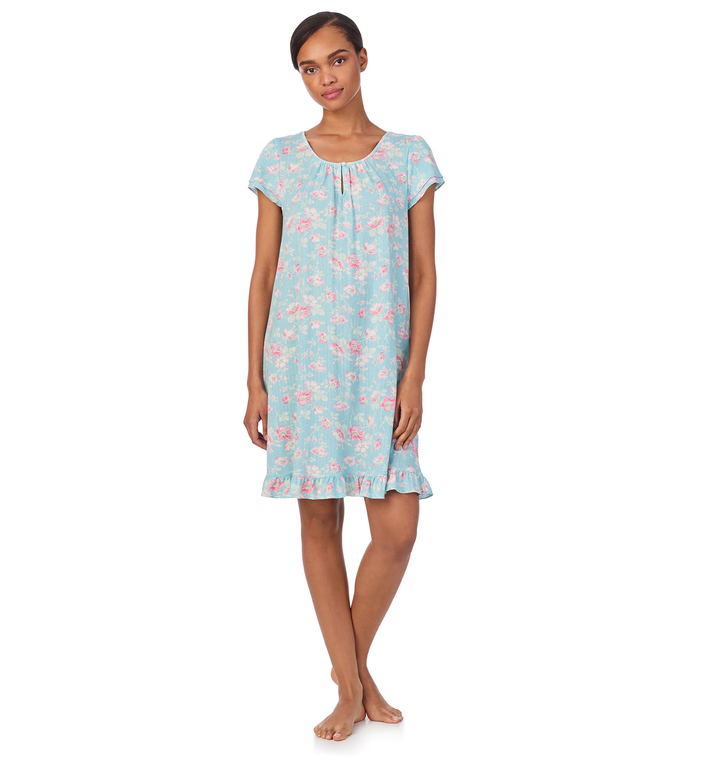 Double Flutter Sleeve Keyhole Neck Gown