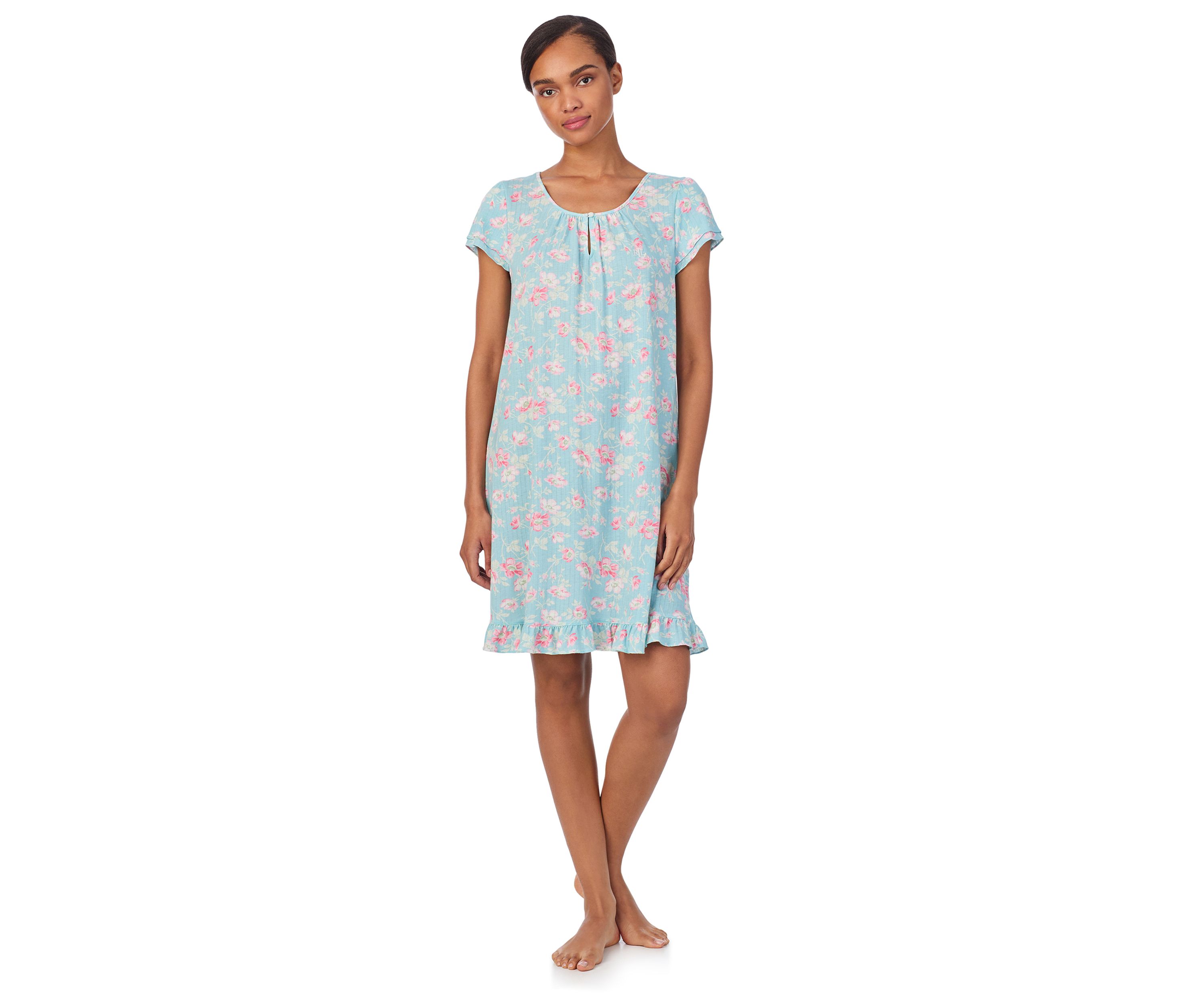 Double Flutter Sleeve Keyhole Neck Gown