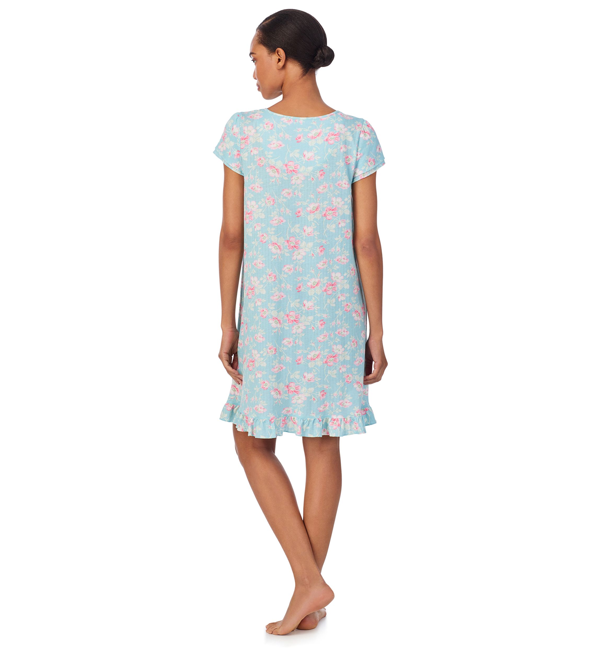 Double Flutter Sleeve Keyhole Neck Gown