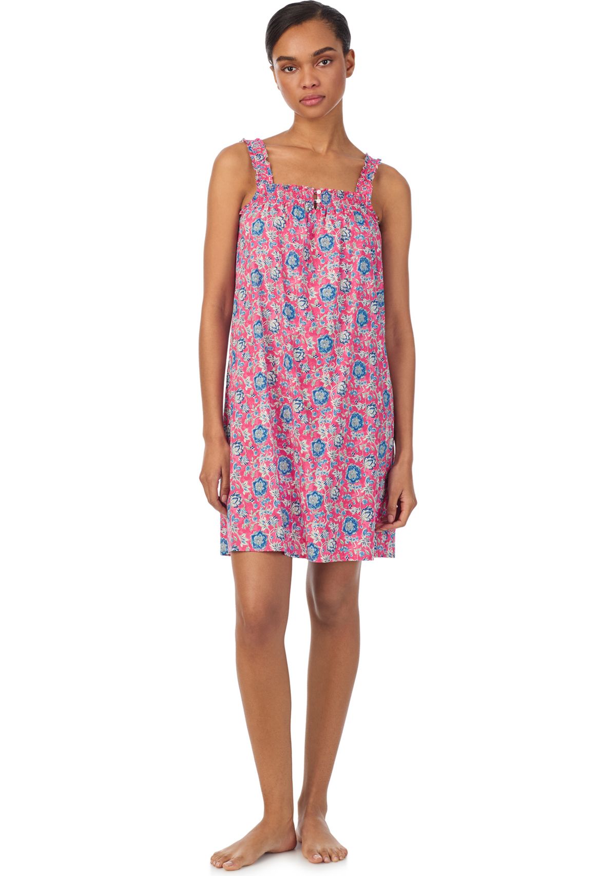 Square Smocked Neck Short Gown