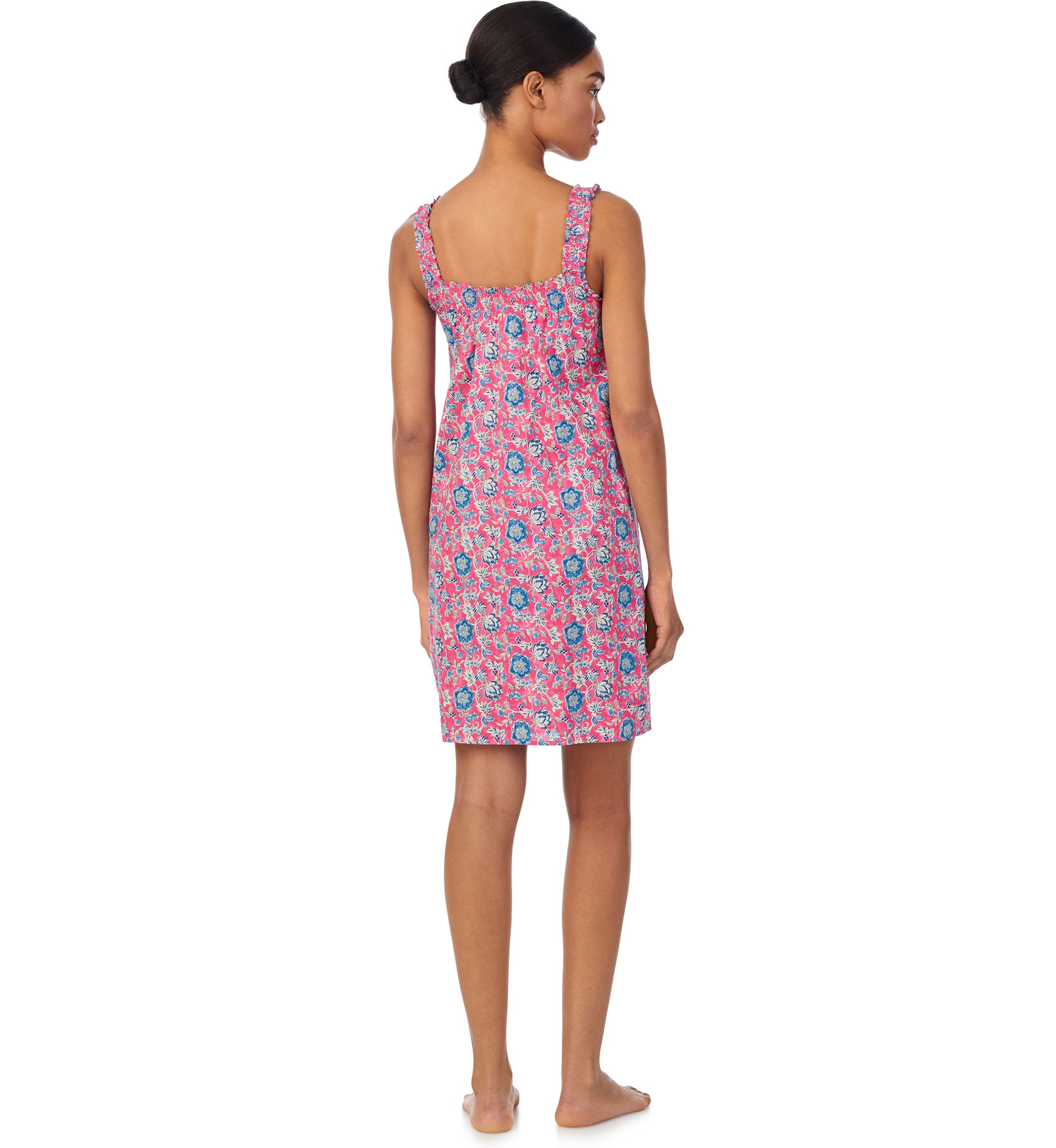 Square Smocked Neck Short Gown