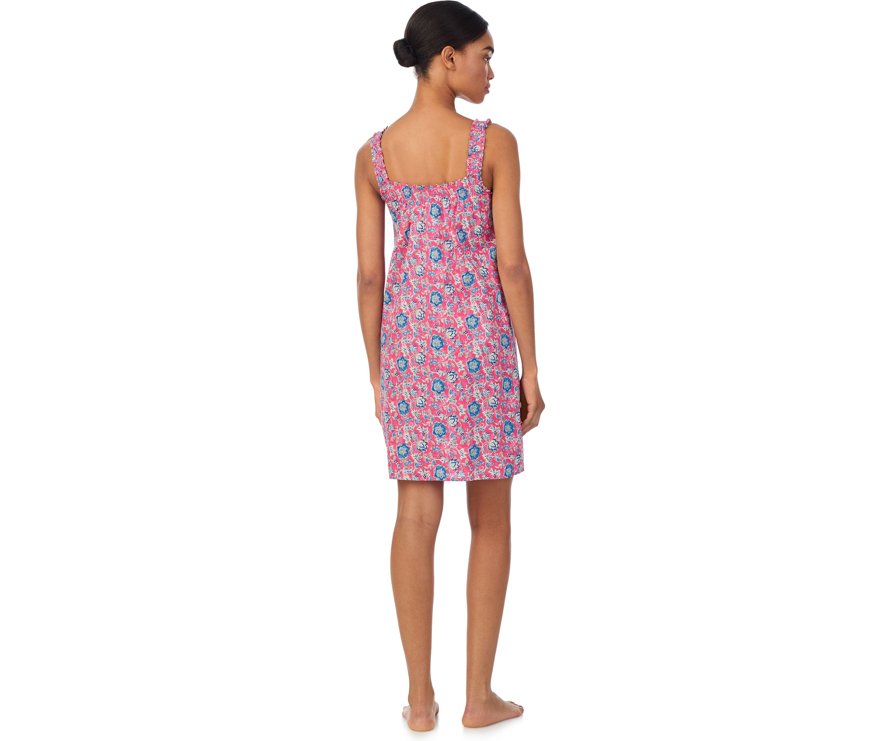Square Smocked Neck Short Gown