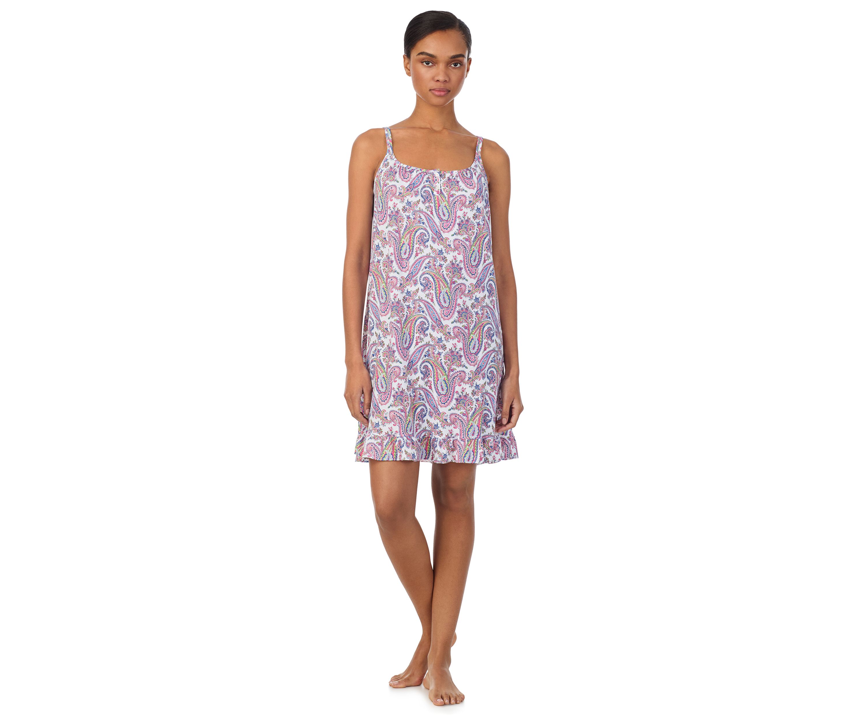 Double Strap Button Neck Short Gown