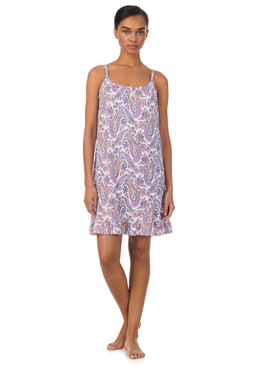 Double Strap Button Neck Short Gown