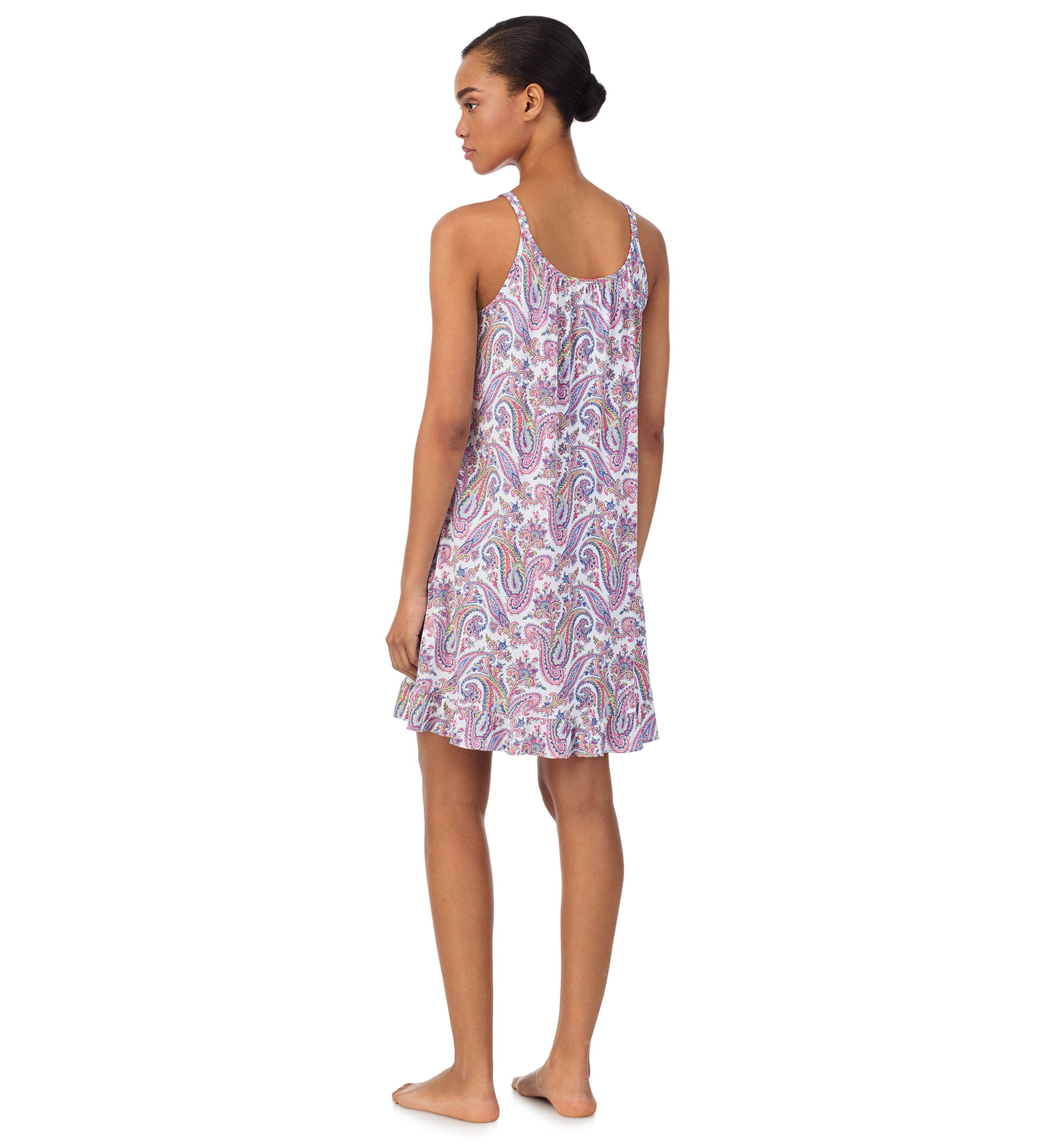 Double Strap Button Neck Short Gown