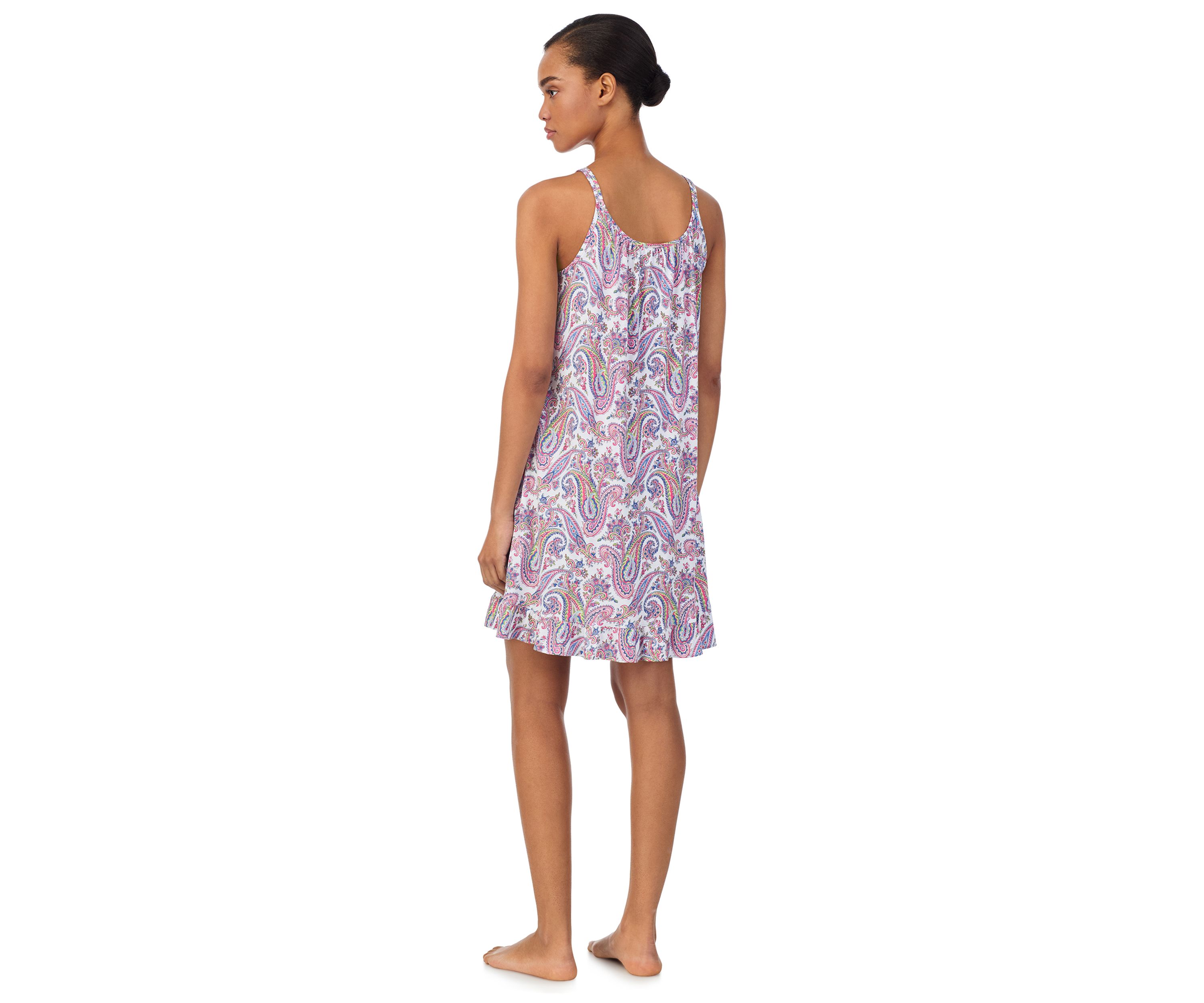 Double Strap Button Neck Short Gown