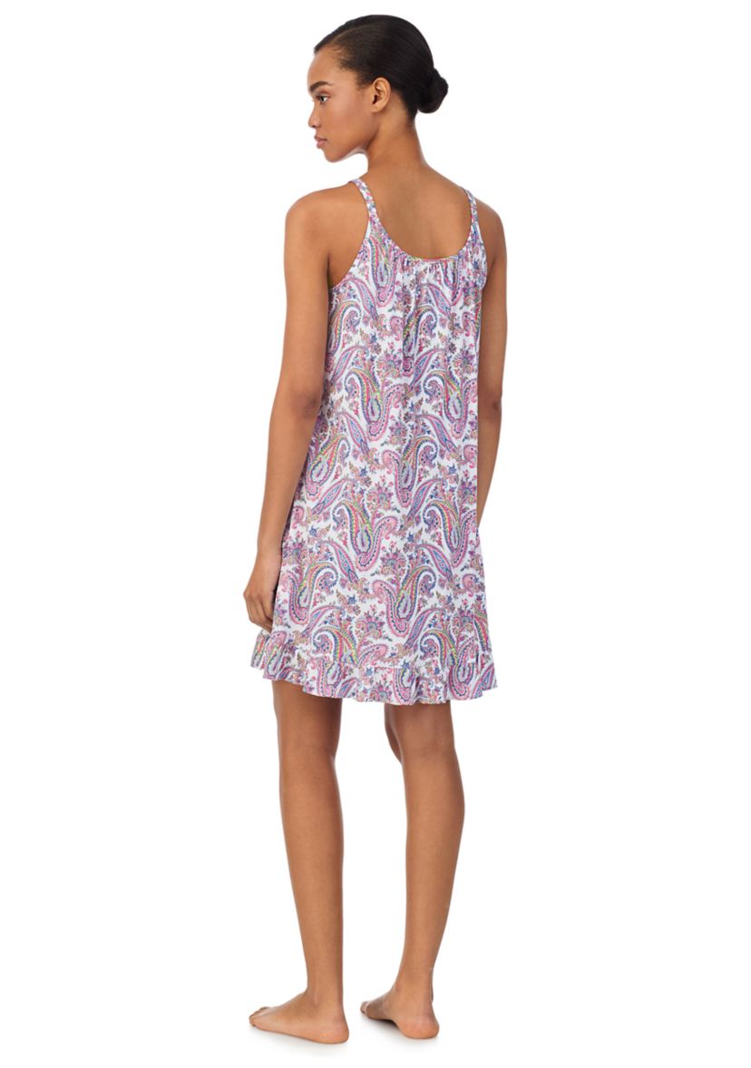 Double Strap Button Neck Short Gown