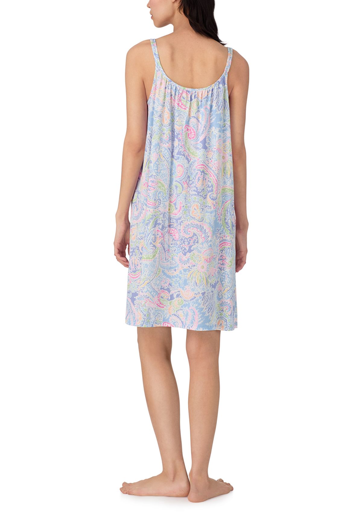 Double Strap Button V-Neck Short Gown