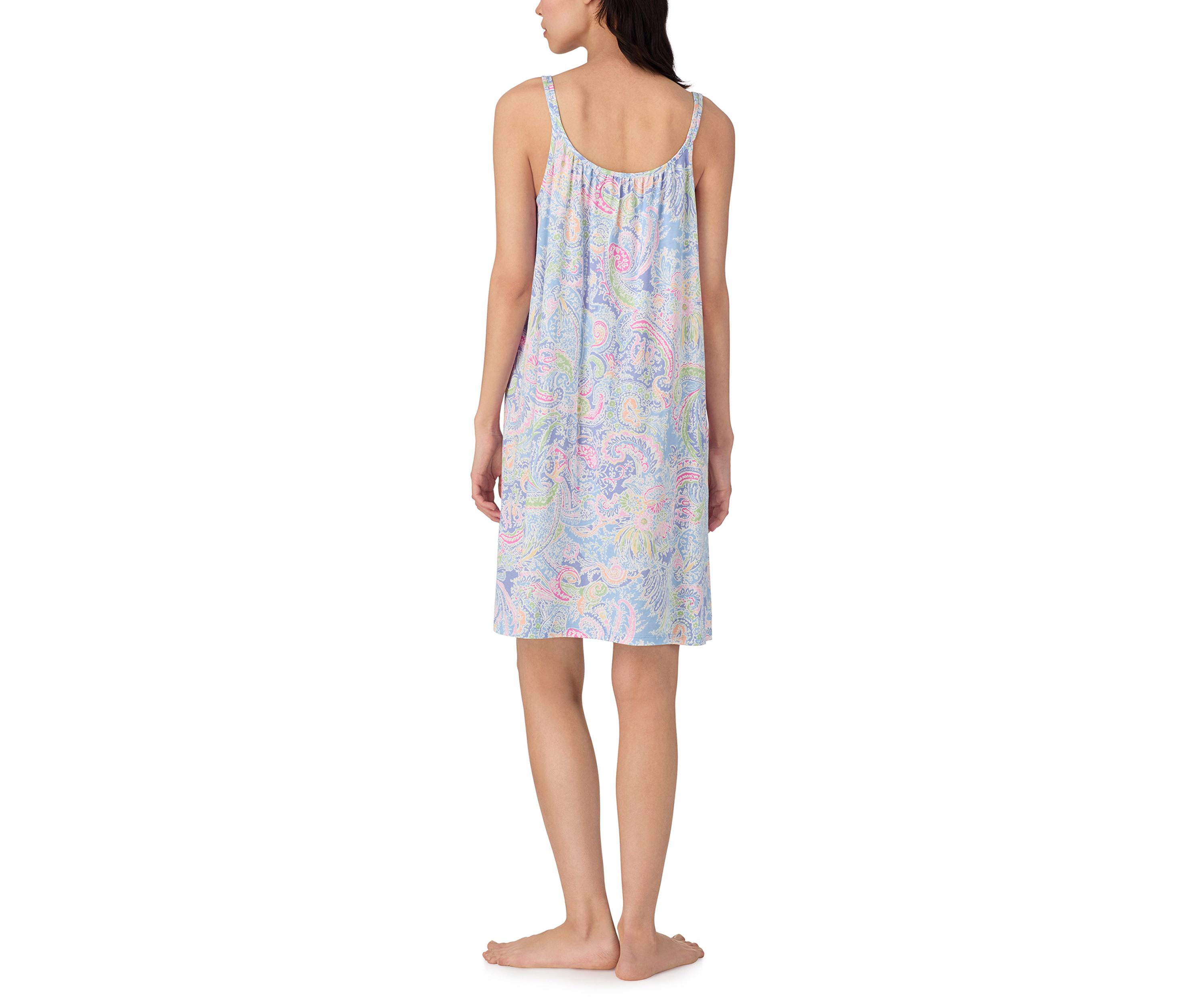 Double Strap Button V-Neck Short Gown