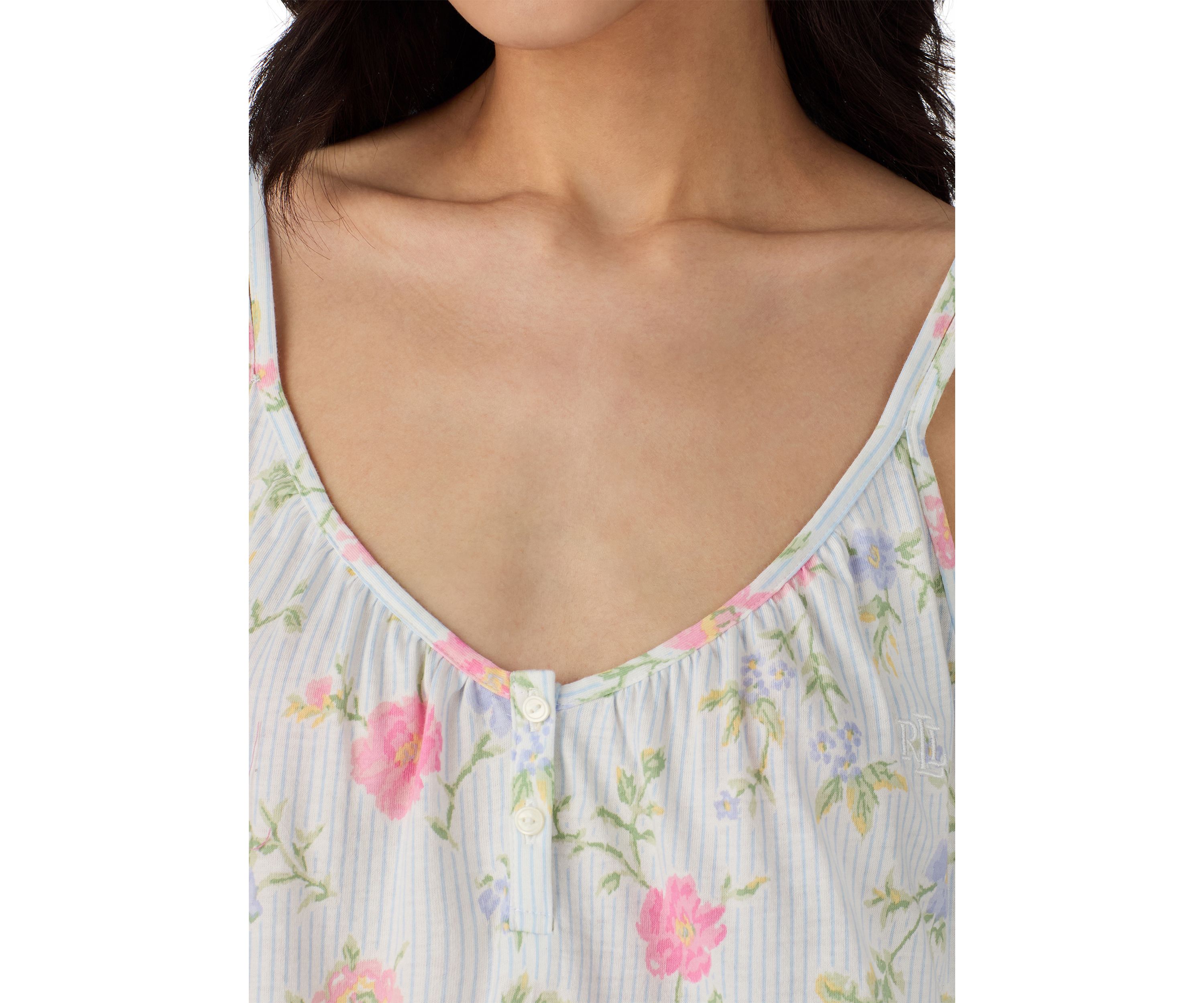 Double Strap Button V-Neck Short Chemise
