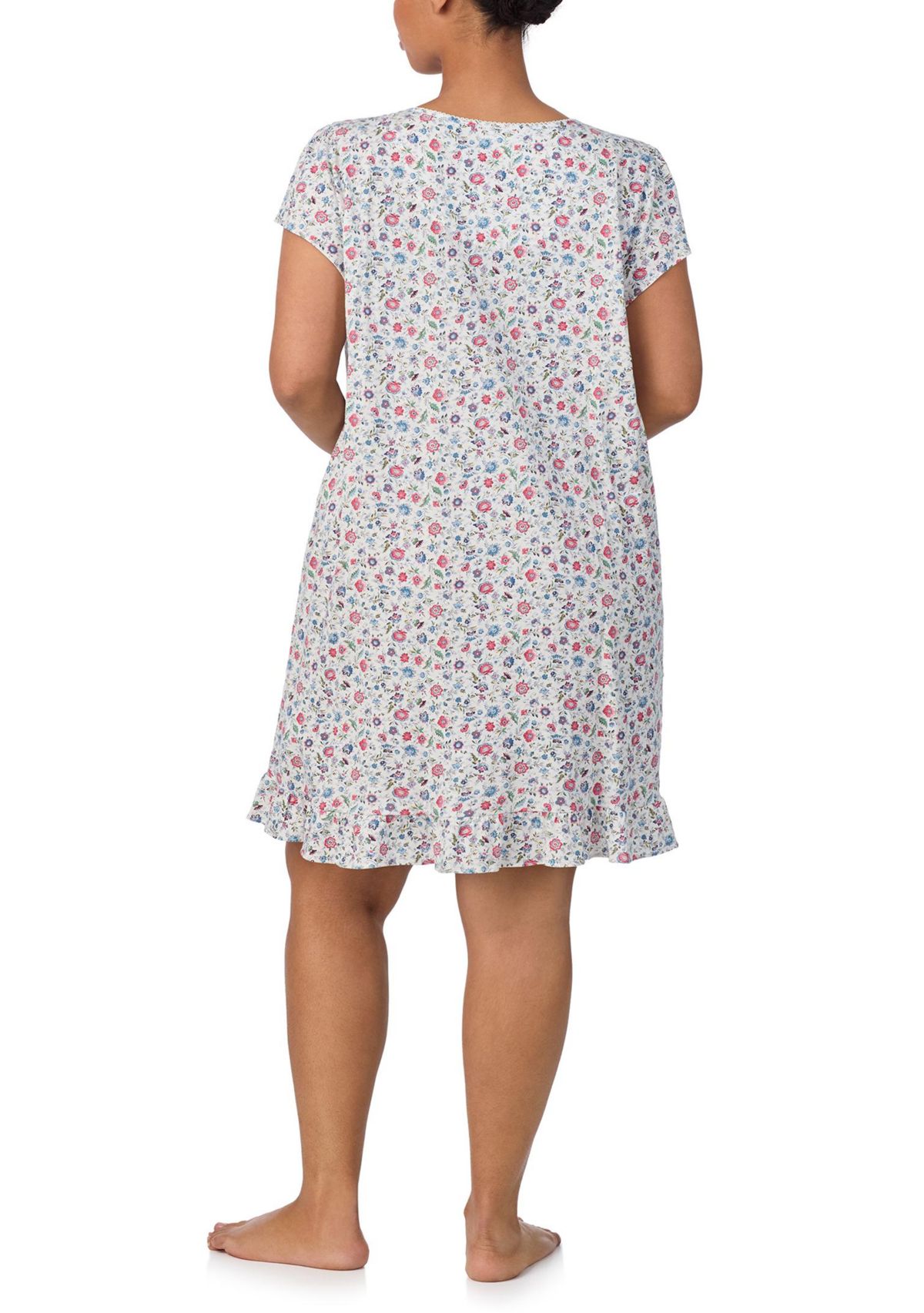 Plus Size Flutter Sleeve Keyhole Neck Gown