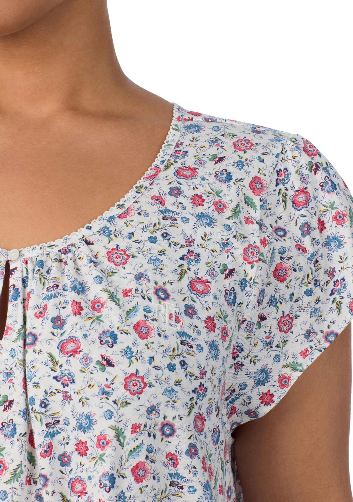 Plus Size Flutter Sleeve Keyhole Neck Gown