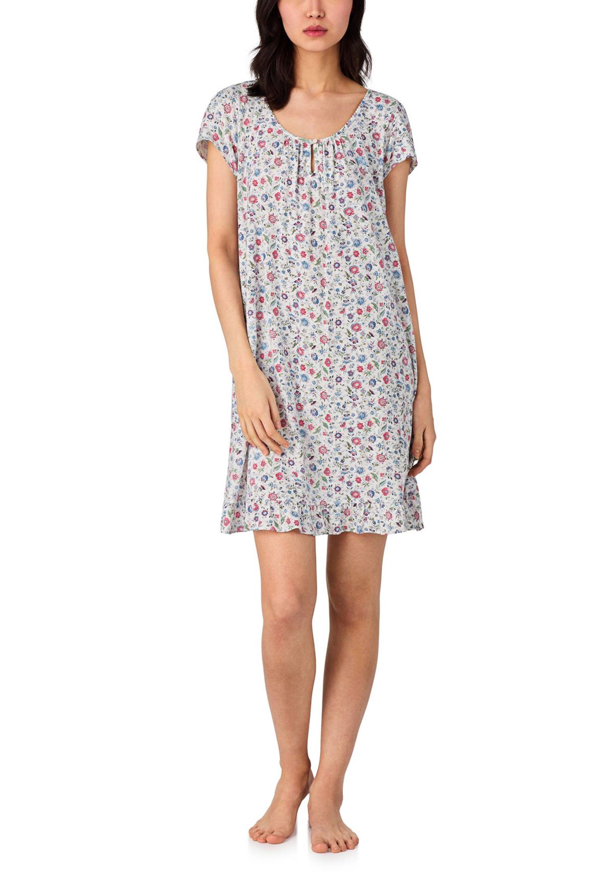 Flutter Sleeve Keyhole Neck Gown