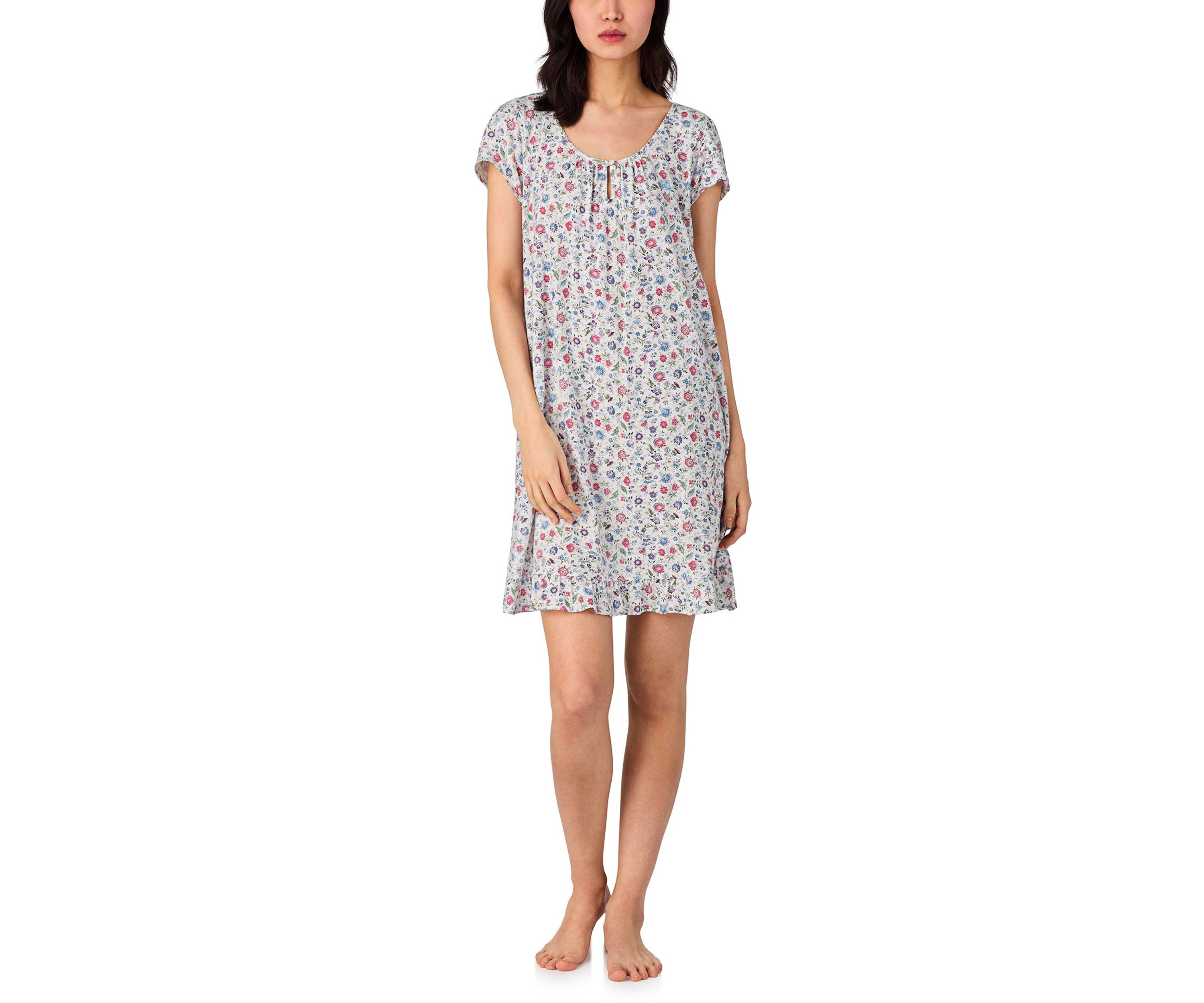 Flutter Sleeve Keyhole Neck Gown