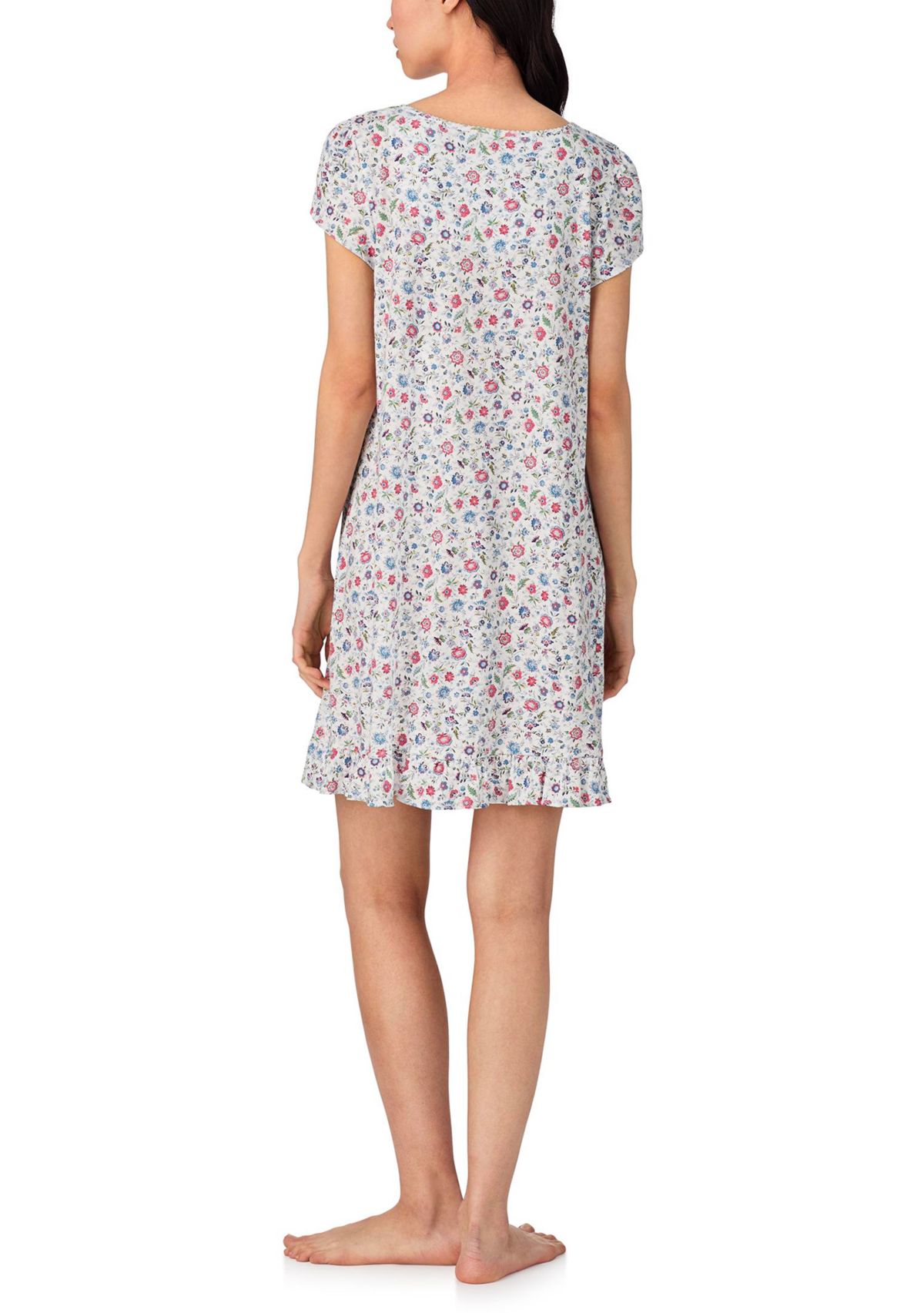 Flutter Sleeve Keyhole Neck Gown