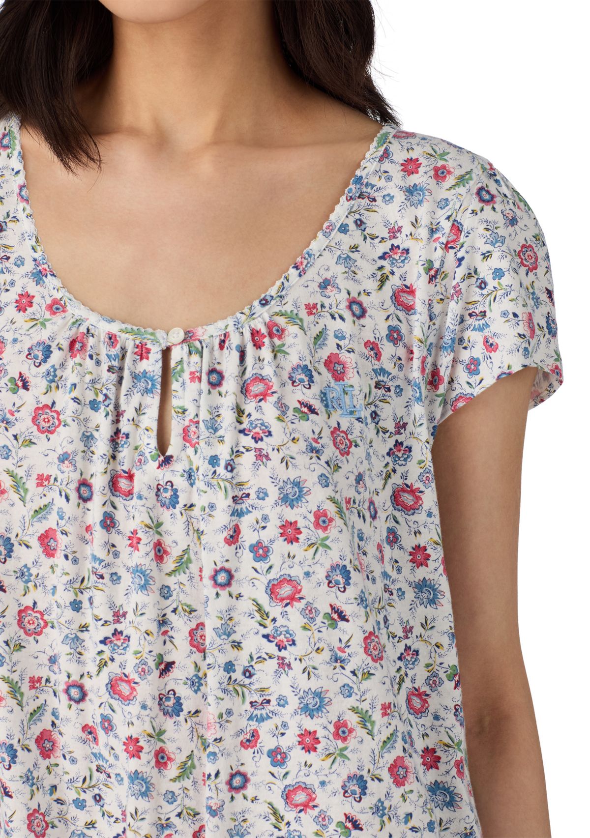 Flutter Sleeve Keyhole Neck Gown