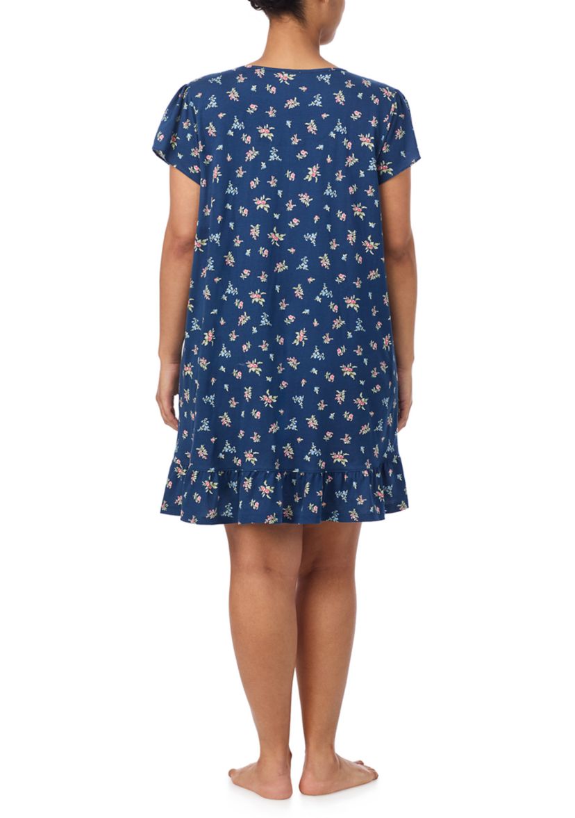  Plus Size Flutter Sleeve Keyhole Neck Short Gown