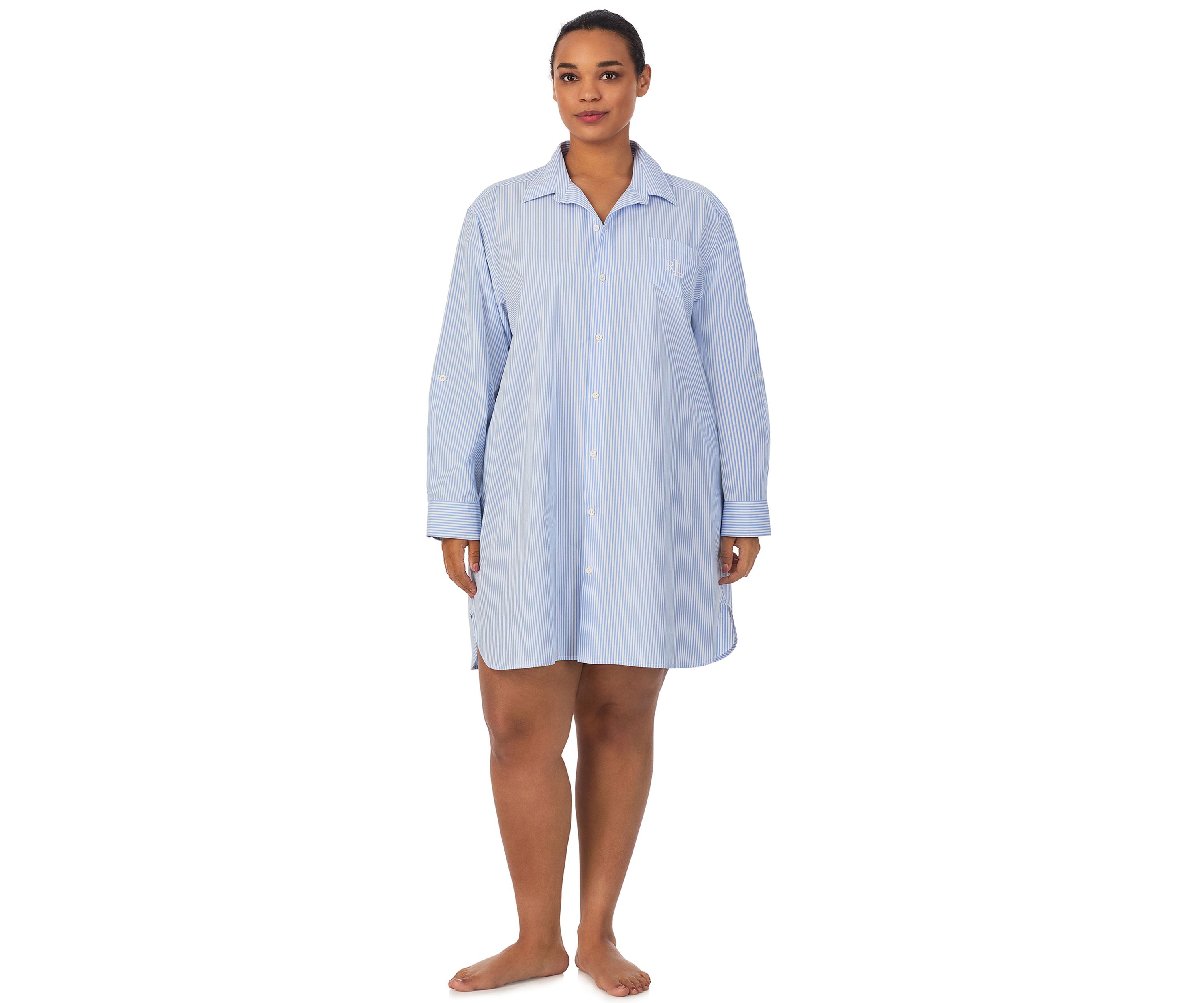 Plus Size Long Sleeve Roll Tab His Shirt Sleepshirt