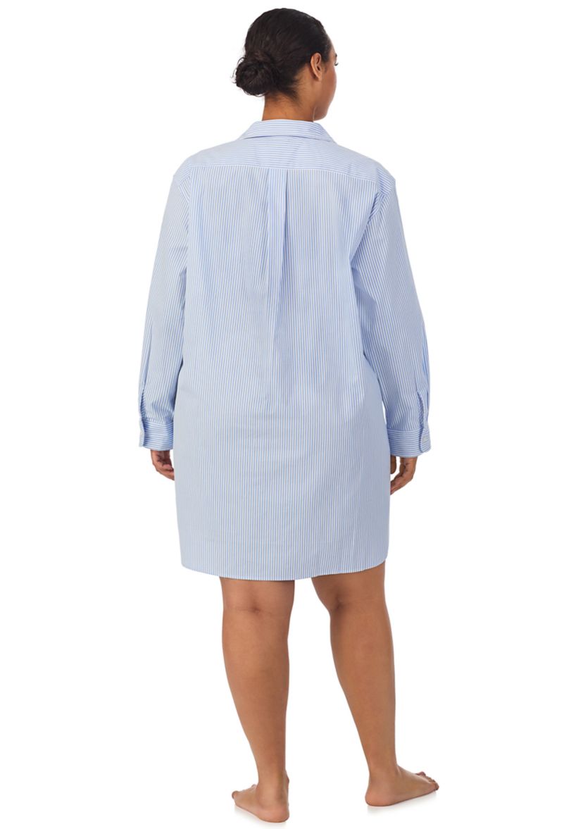 Plus Size Long Sleeve Roll Tab His Shirt Sleepshirt