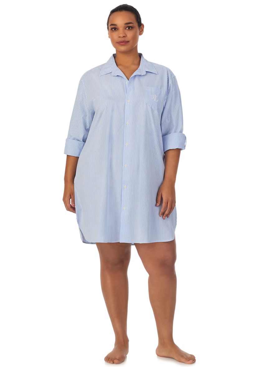 Plus Size Long Sleeve Roll Tab His Shirt Sleepshirt