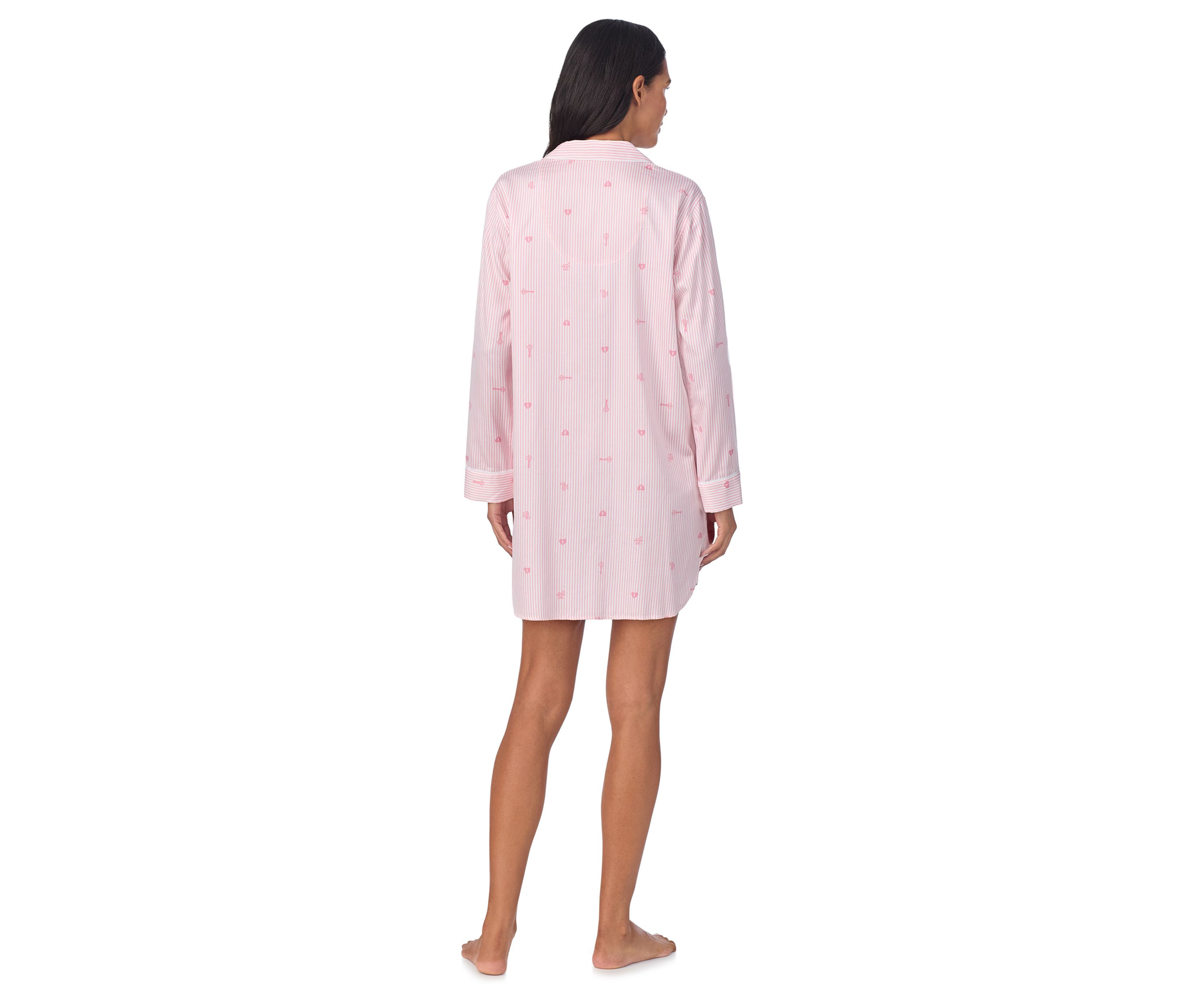 Long Sleeve Notch Collar Sleep Shirt