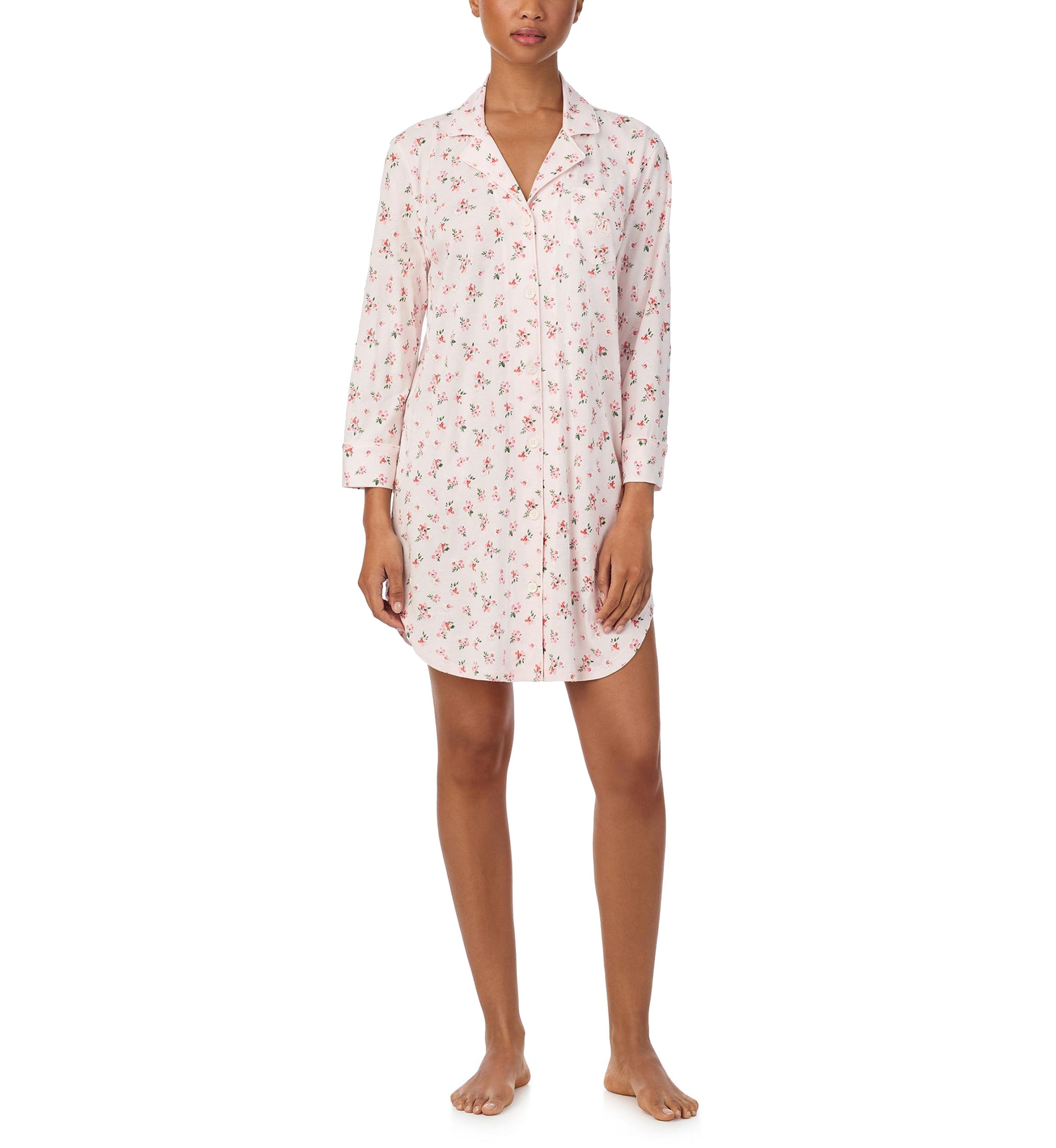 3/4 Sleeve Notch Collar Sleepshirt