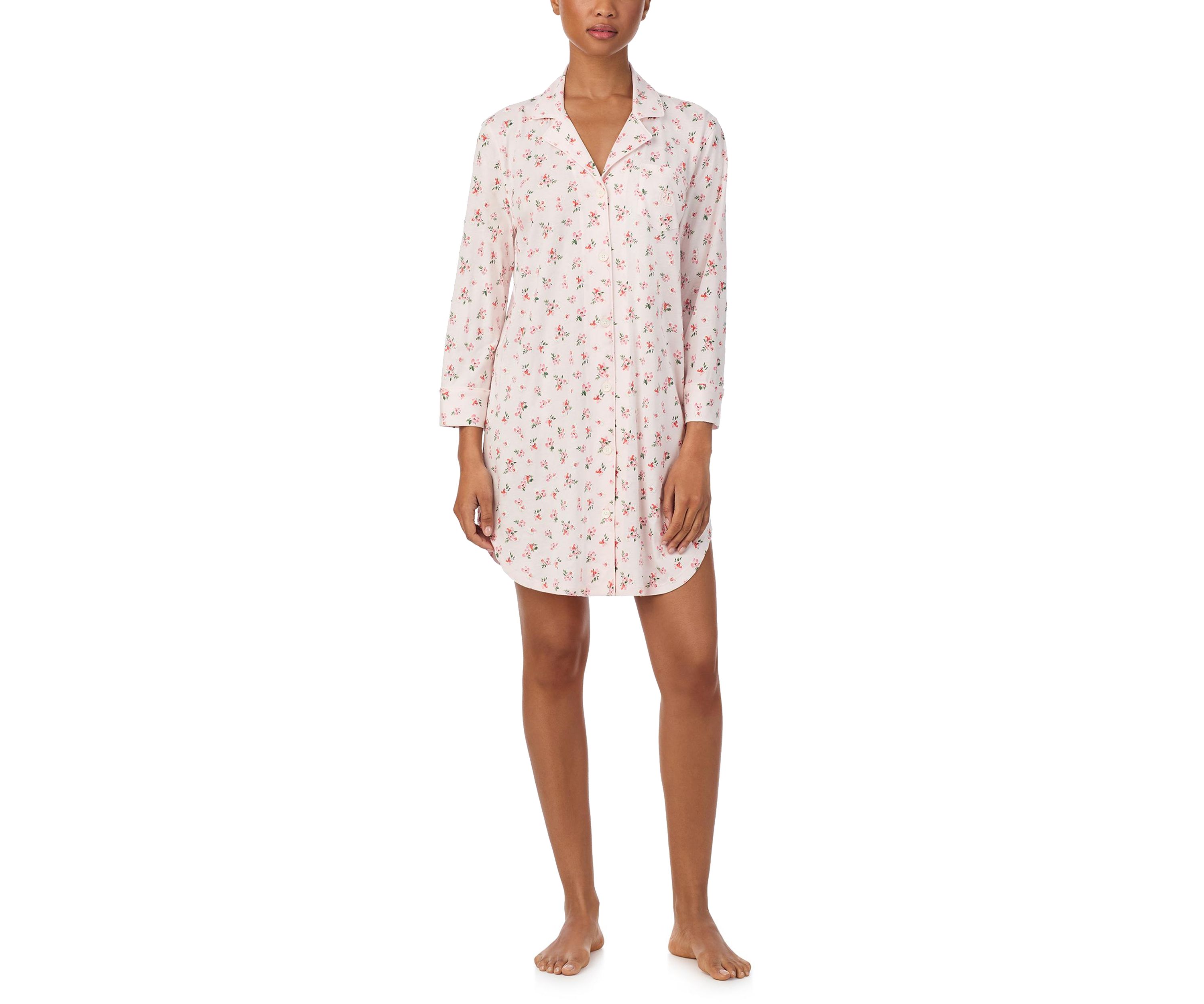 3/4 Sleeve Notch Collar Sleepshirt