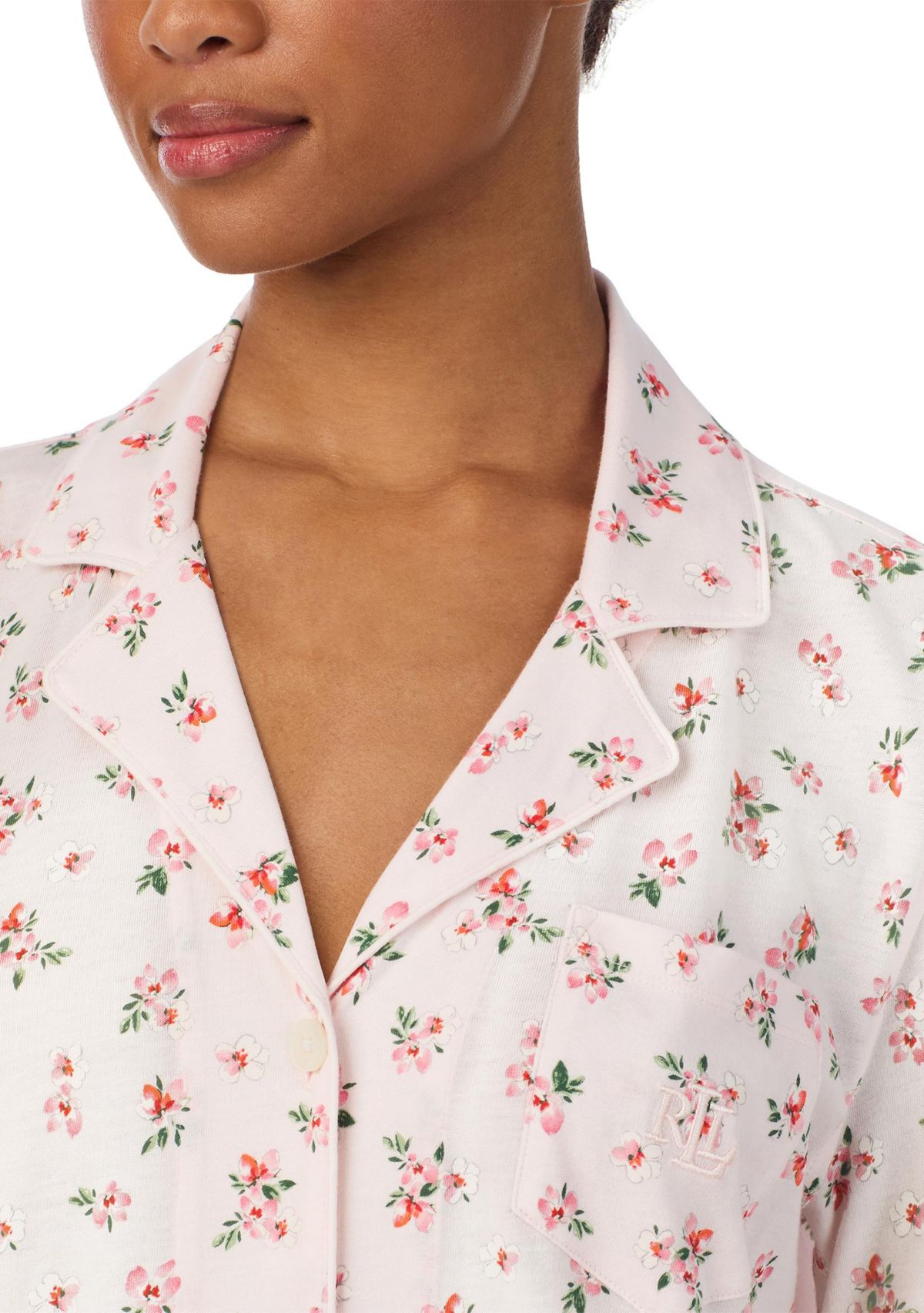 3/4 Sleeve Notch Collar Sleepshirt