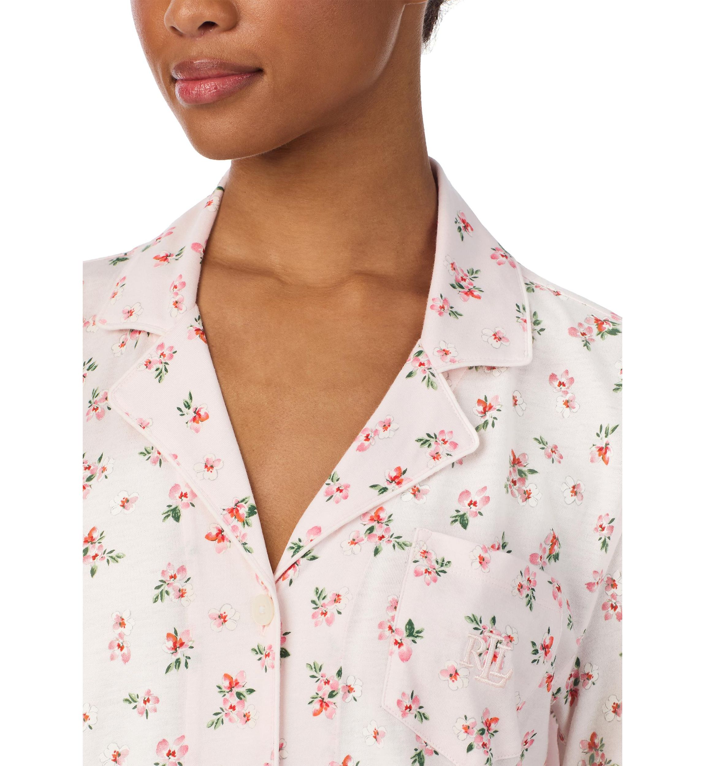 3/4 Sleeve Notch Collar Sleepshirt