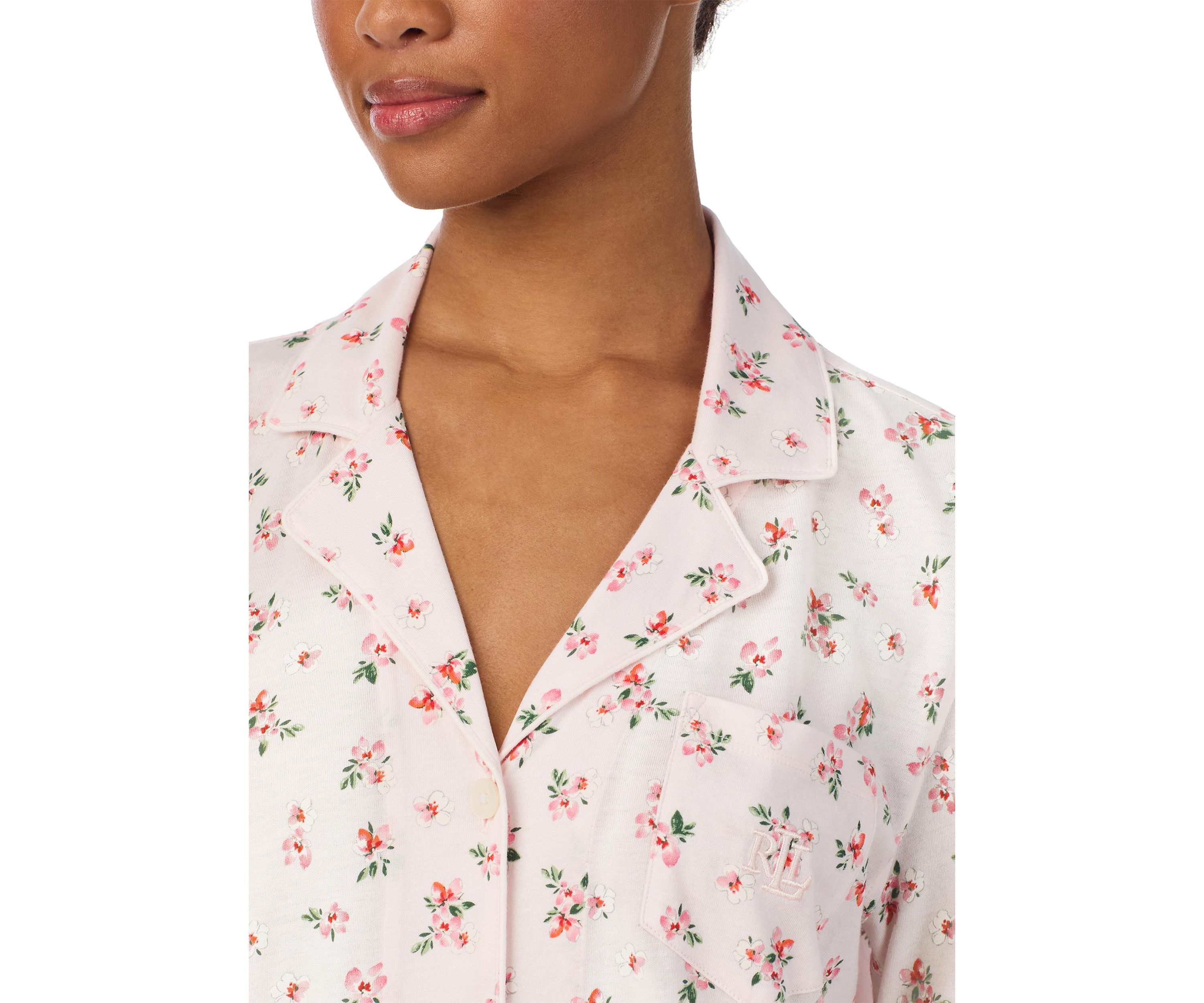 3/4 Sleeve Notch Collar Sleepshirt