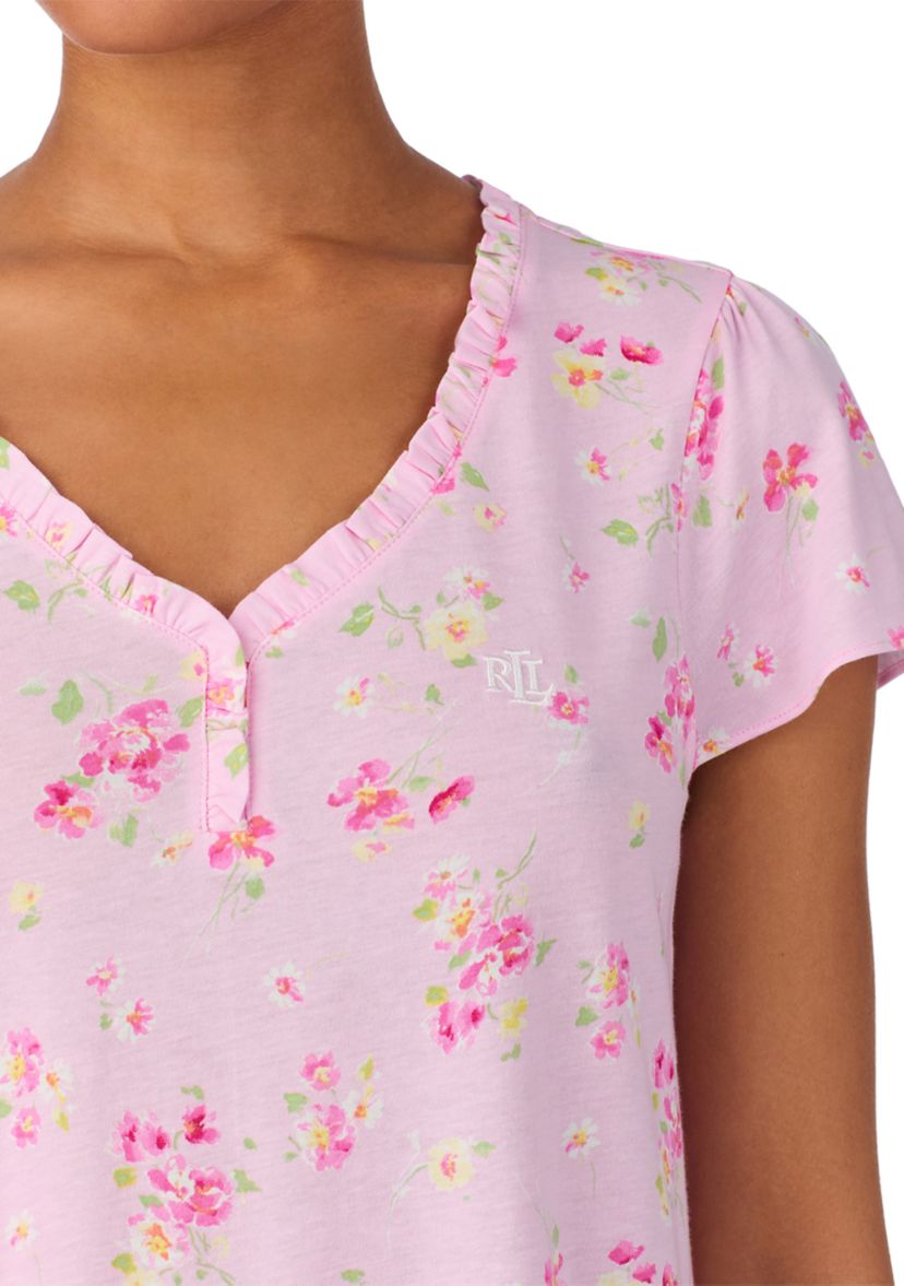 Flutter Sleeve Ruffle V-Neck Gown