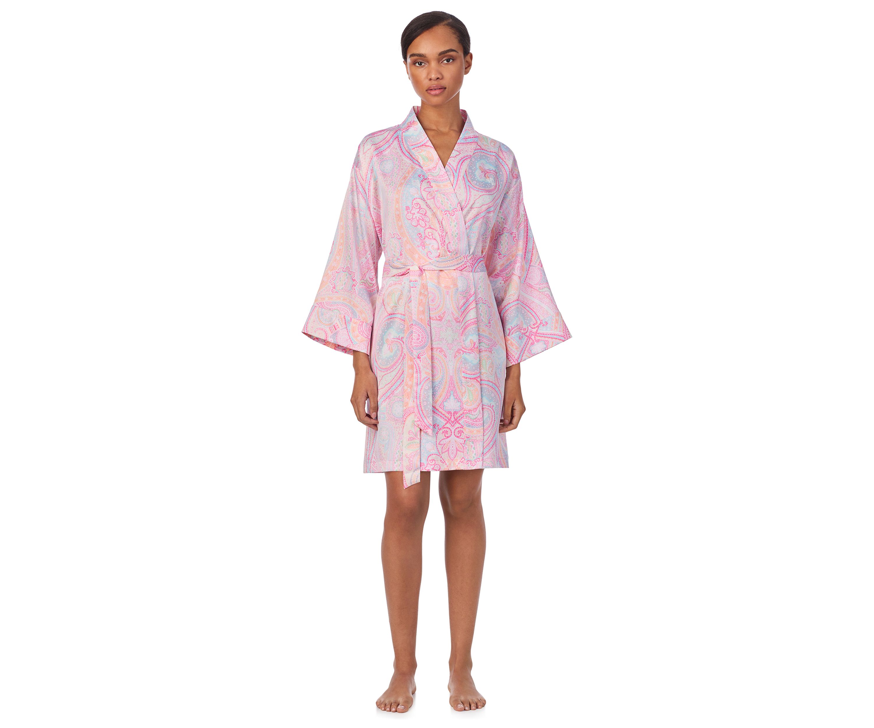  Banded Collar Short Wrap Robe