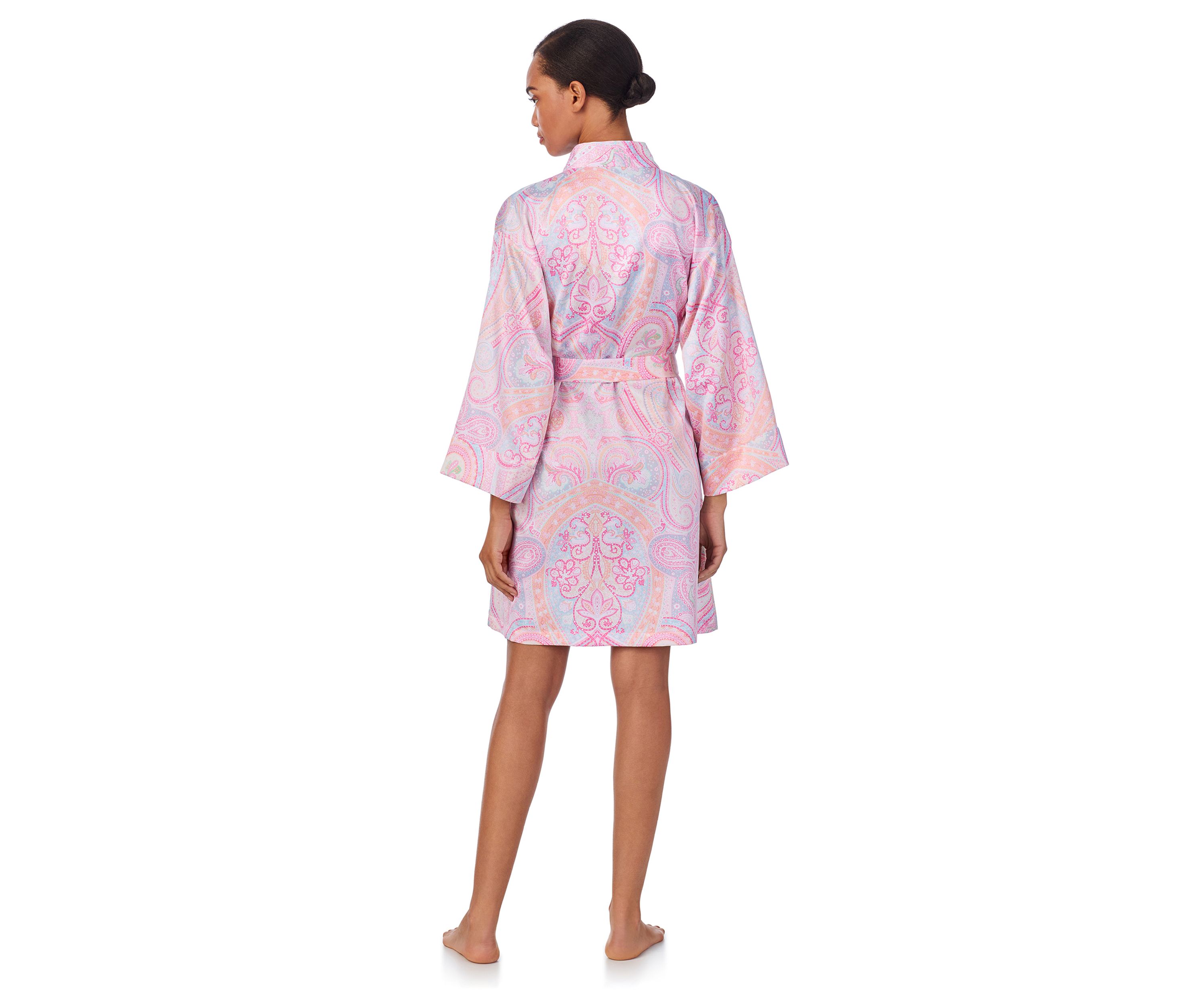  Banded Collar Short Wrap Robe