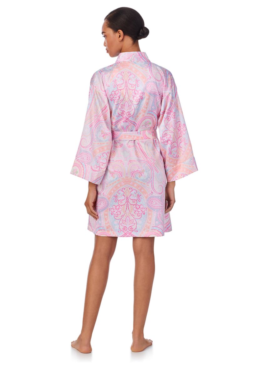  Banded Collar Short Wrap Robe