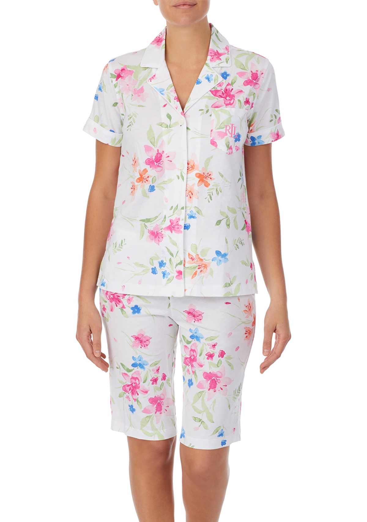 Short Sleeve Notch Collar Bermuda Pajama Set