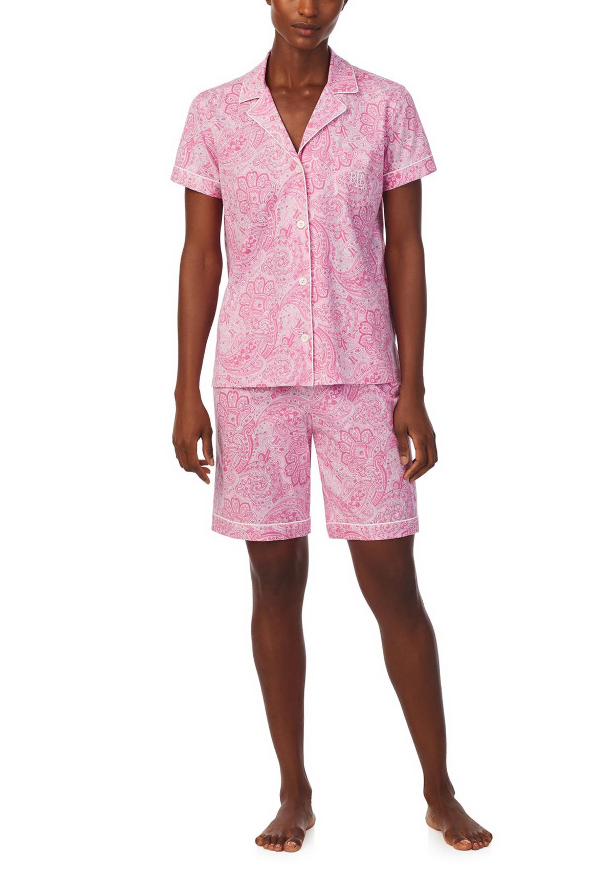 Short Sleeve Notch Collar Bermuda Pajama Set