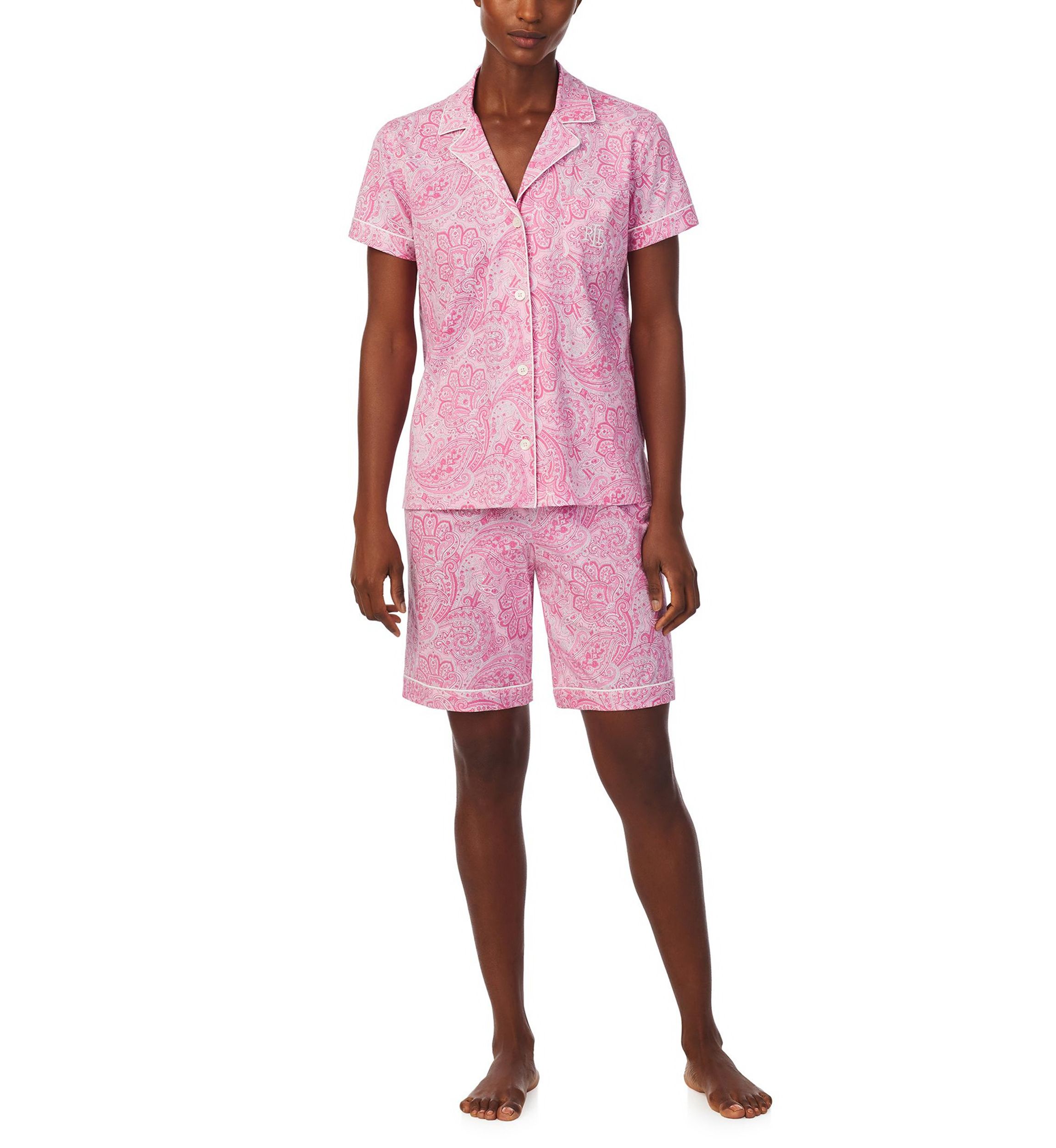 Short Sleeve Notch Collar Bermuda Pajama Set
