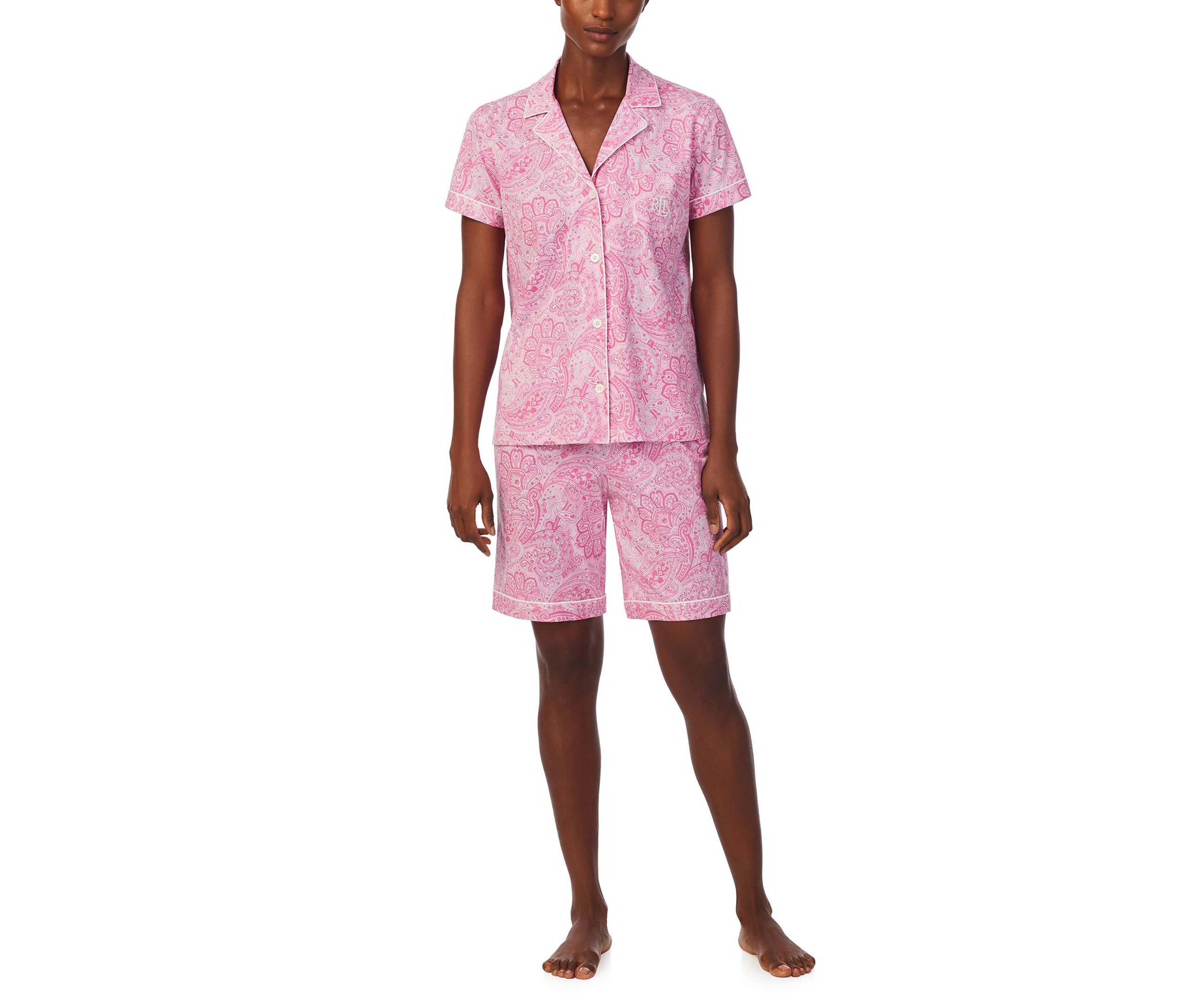 Short Sleeve Notch Collar Bermuda Pajama Set