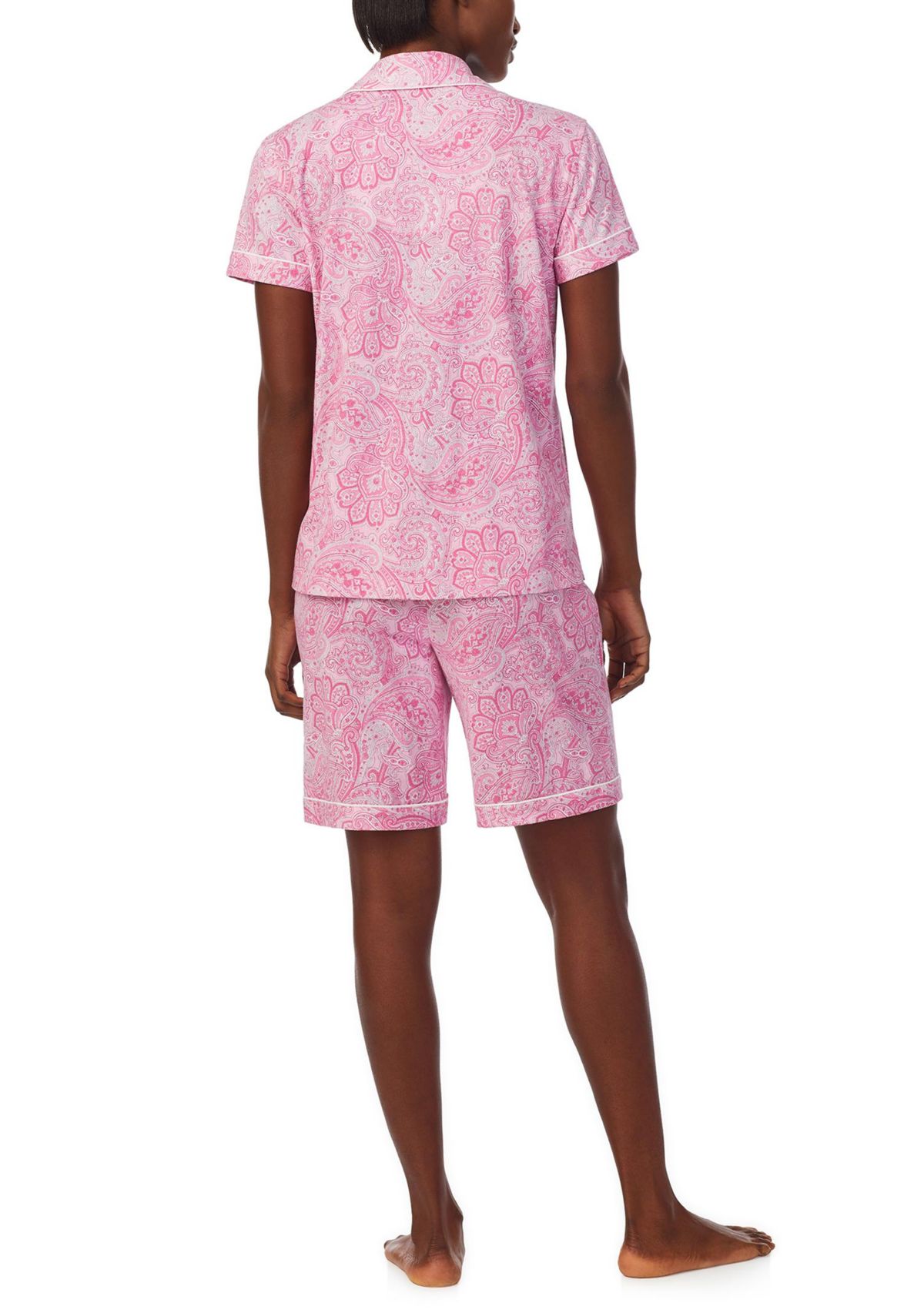 Short Sleeve Notch Collar Bermuda Pajama Set