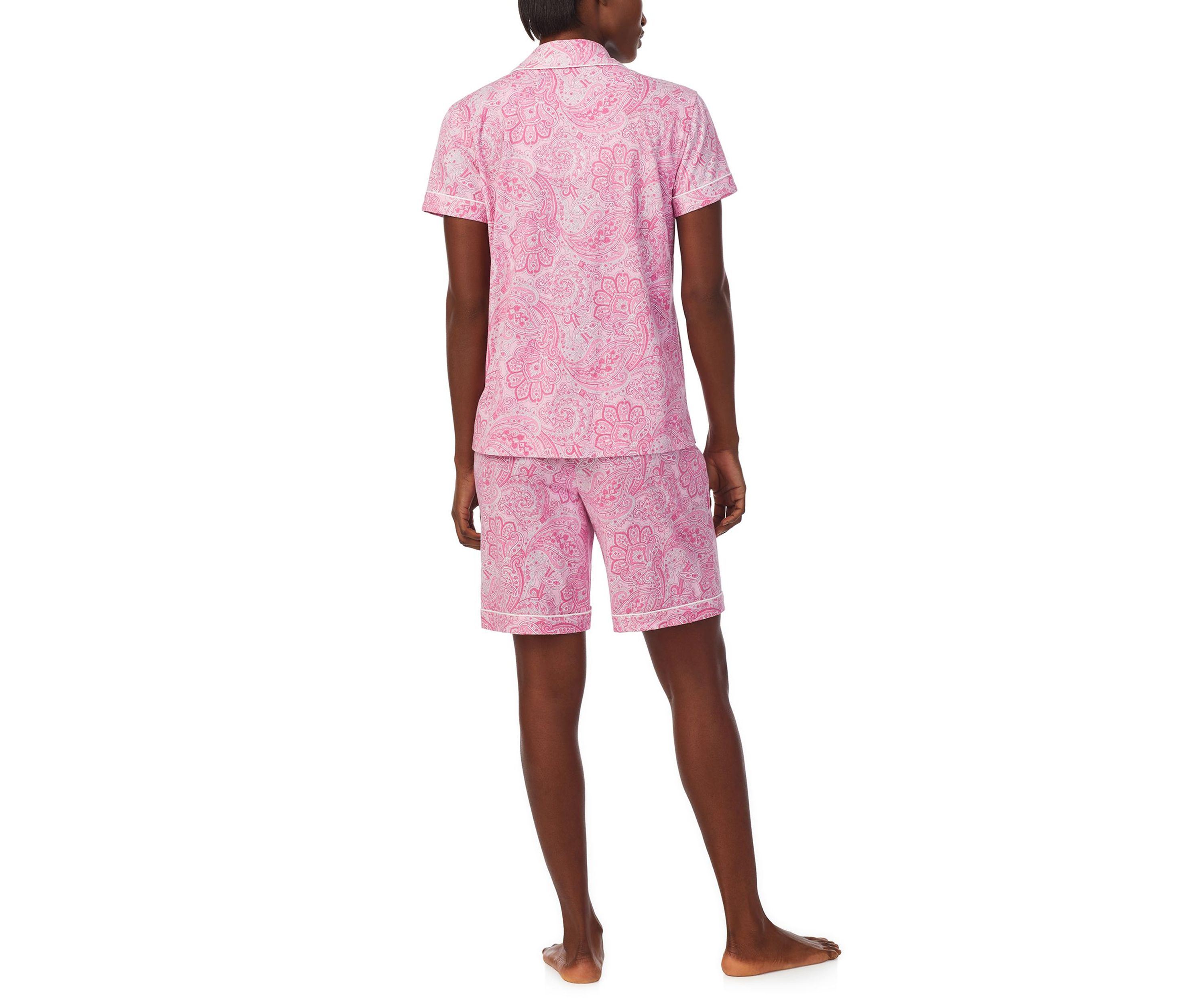 Short Sleeve Notch Collar Bermuda Pajama Set