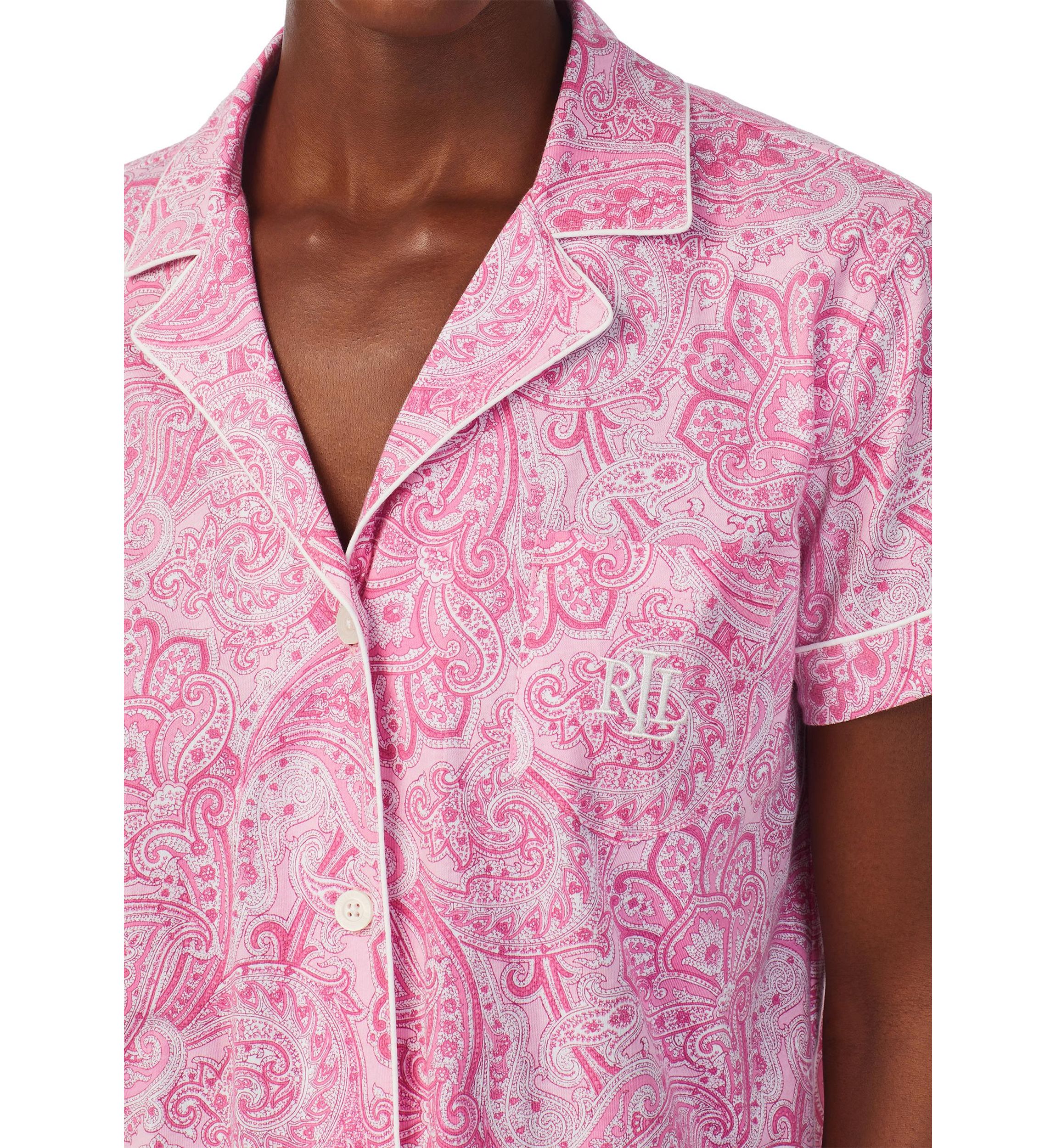 Short Sleeve Notch Collar Bermuda Pajama Set