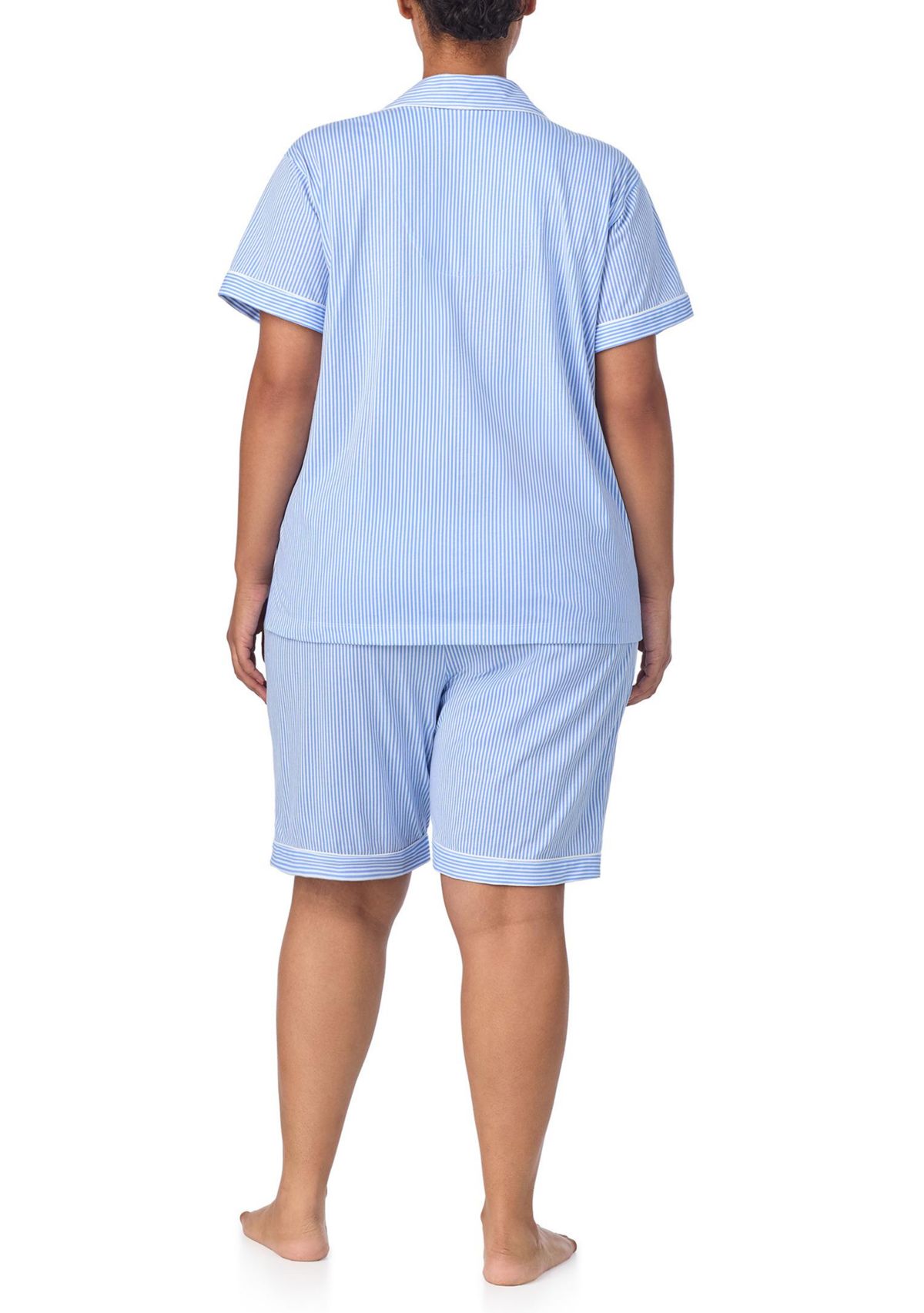  Plus Size Short Sleeve Notch Collar Bermuda Pajama Set