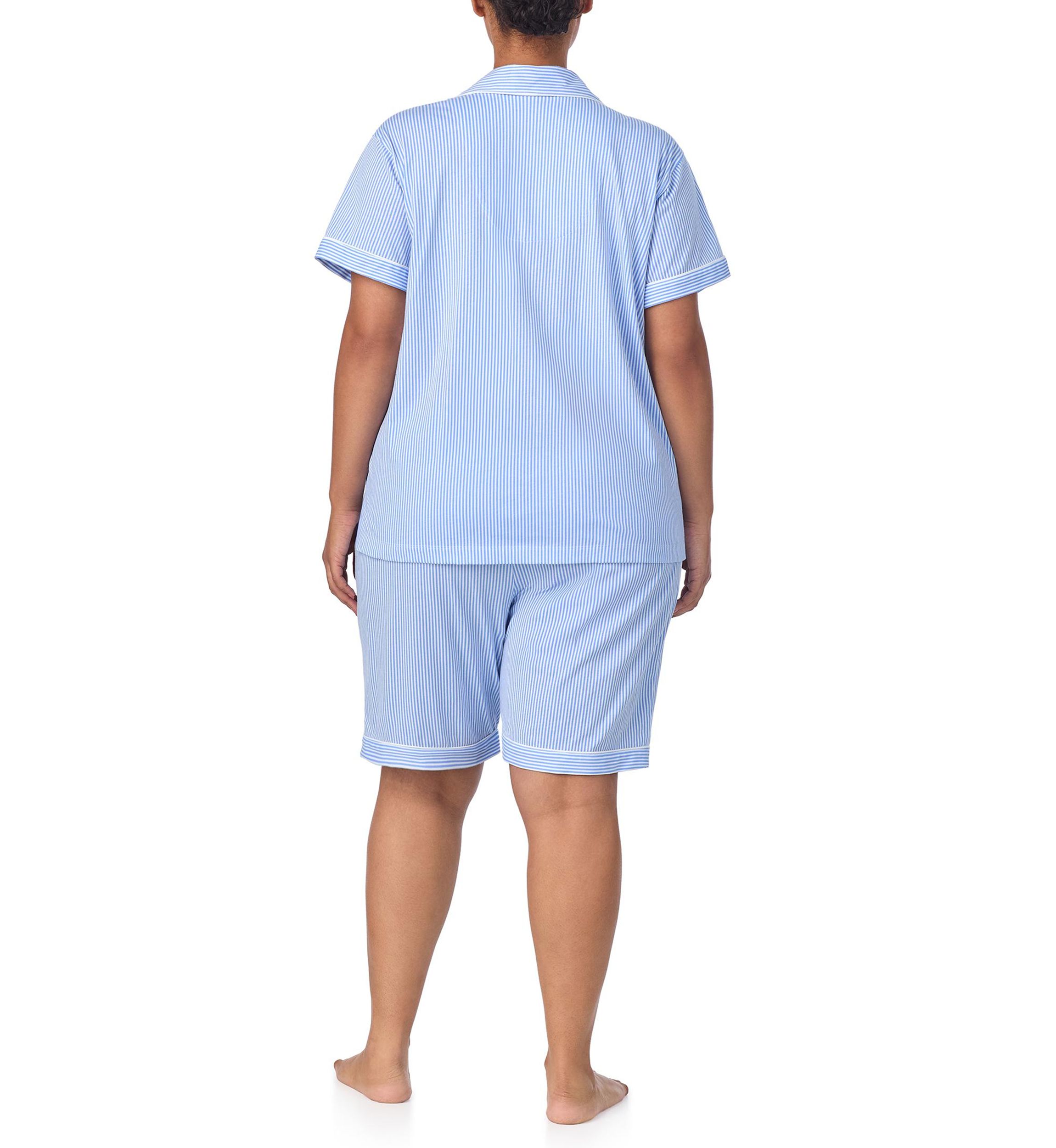  Plus Size Short Sleeve Notch Collar Bermuda Pajama Set