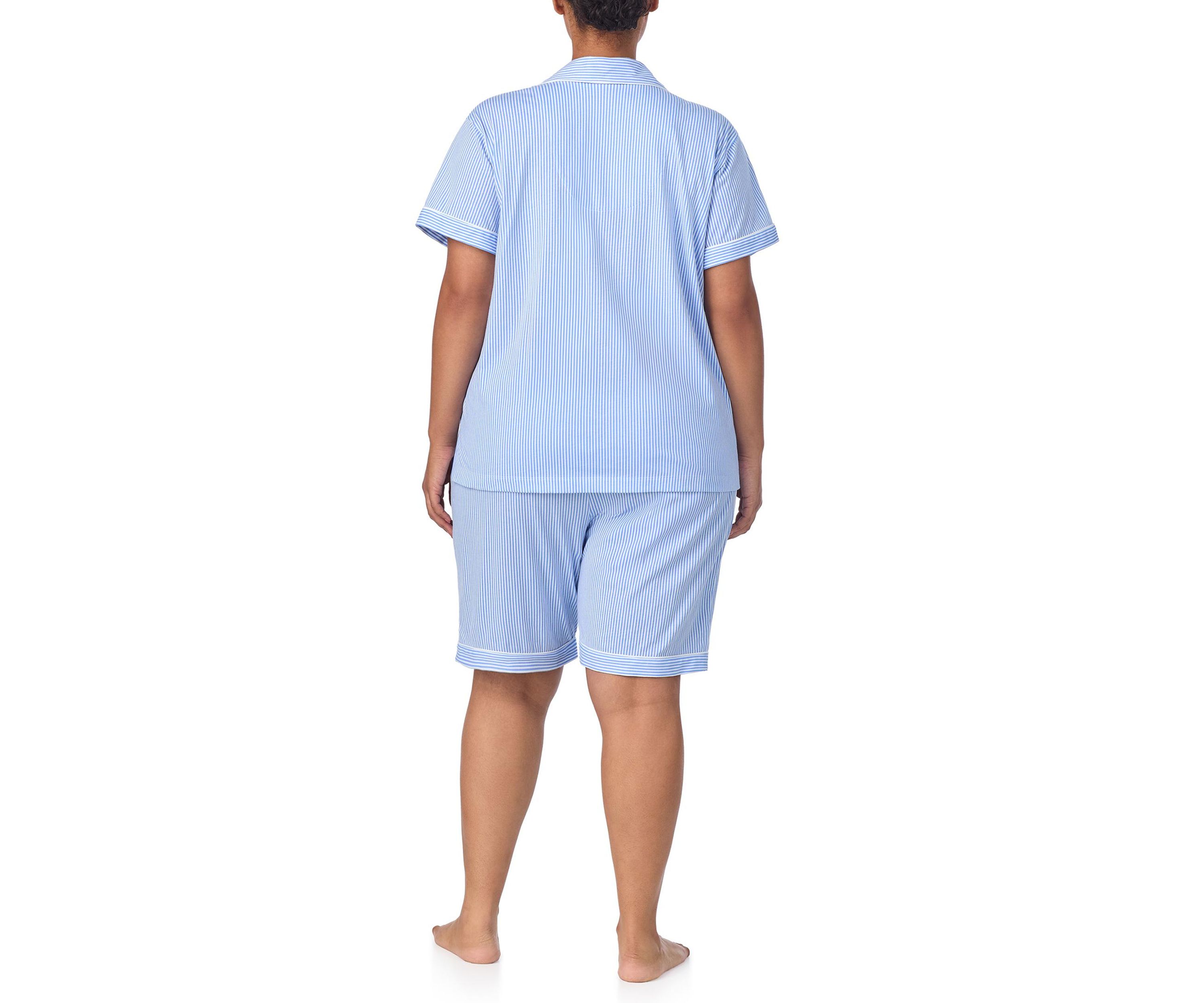  Plus Size Short Sleeve Notch Collar Bermuda Pajama Set