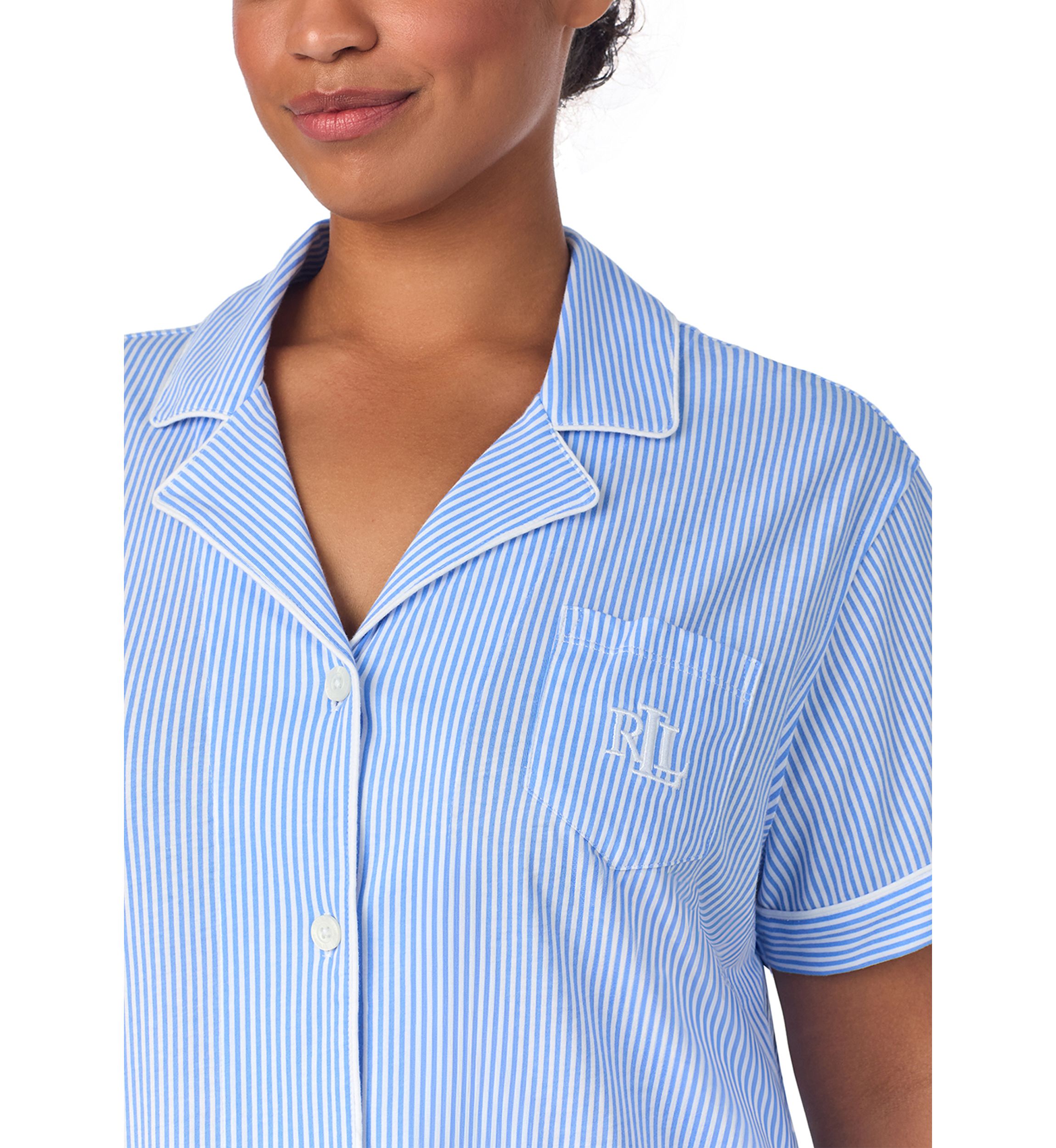  Plus Size Short Sleeve Notch Collar Bermuda Pajama Set