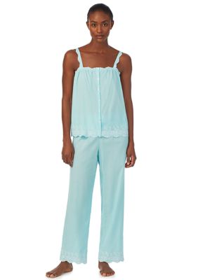 Lauren Ralph Lauren Women's Woven Notch-Collar Cotton Pajama Set