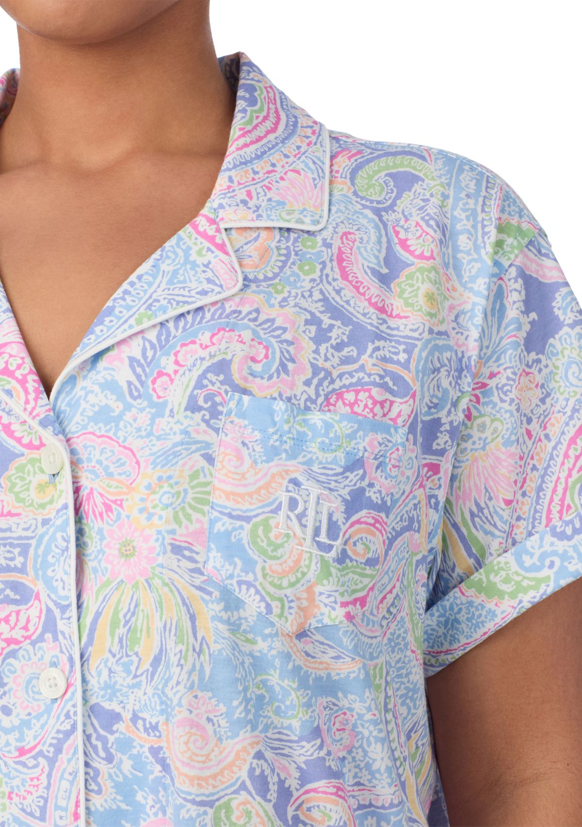 Plus Size Short Sleeve Notch Collar Bermuda Pajama Set