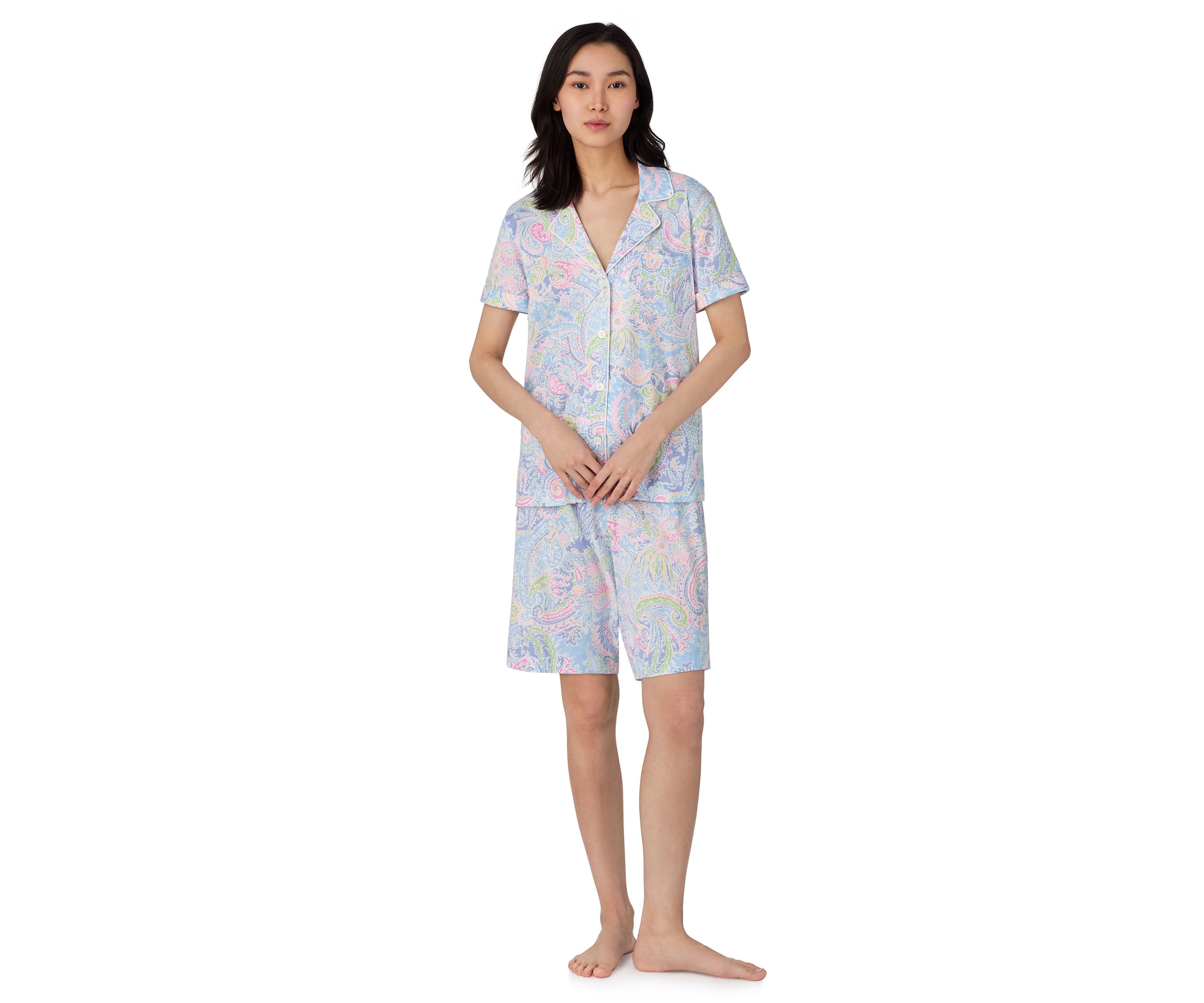 Short Sleeve Notch Collar Bermuda Pajama Set